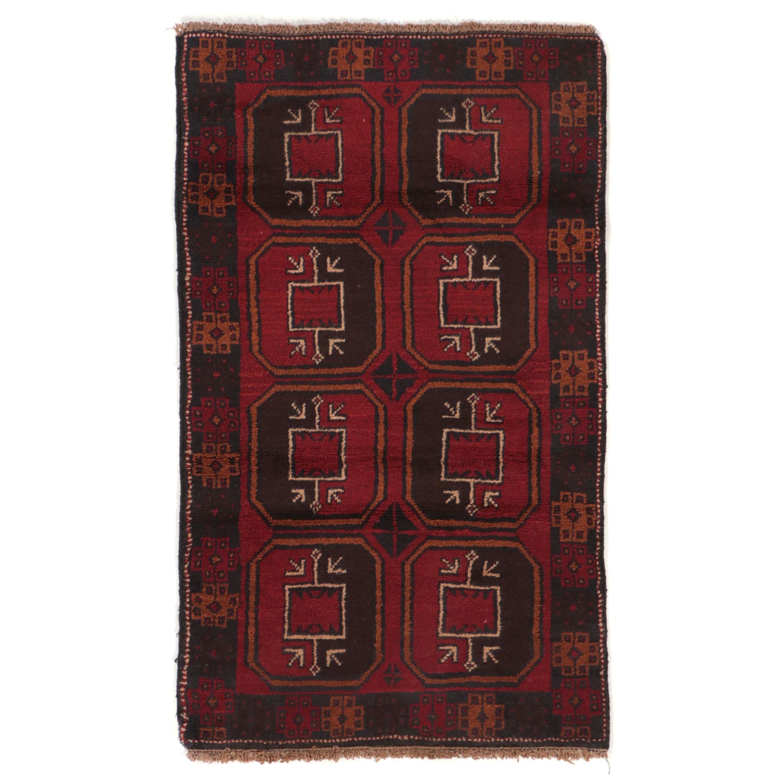 2'10 x 4'10 Hand-Knotted Afghan Baluch Accent Rug