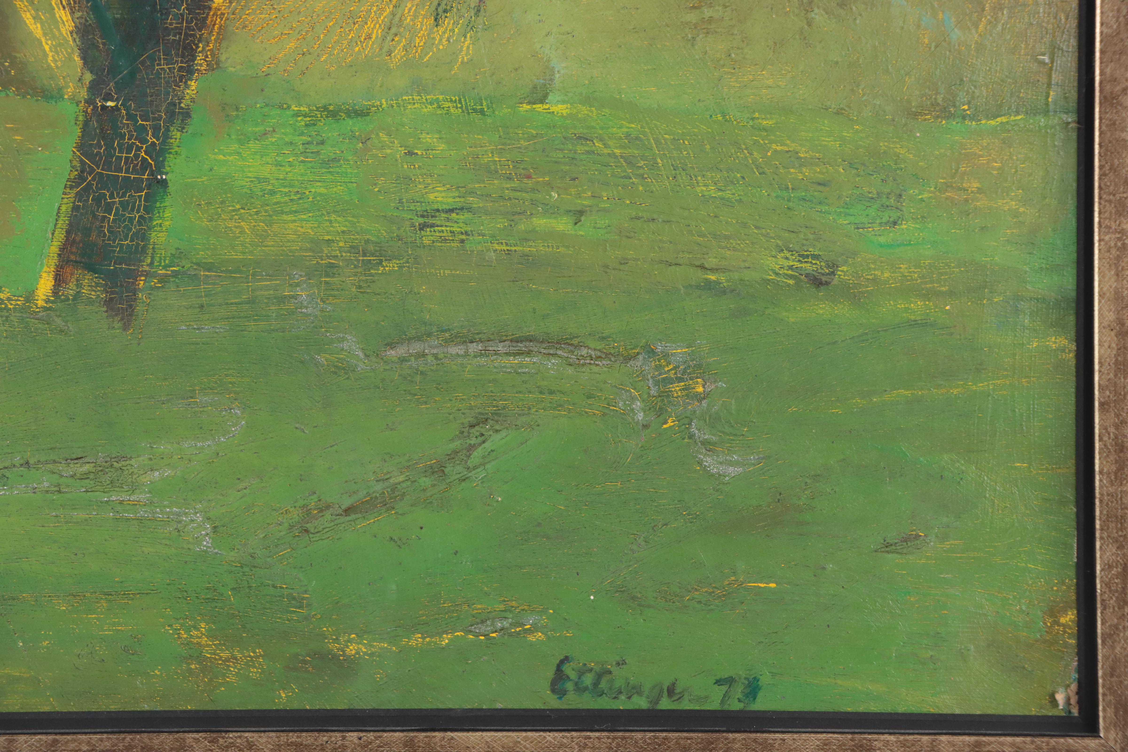 Oil Painting of Verdant Landscape, 1973