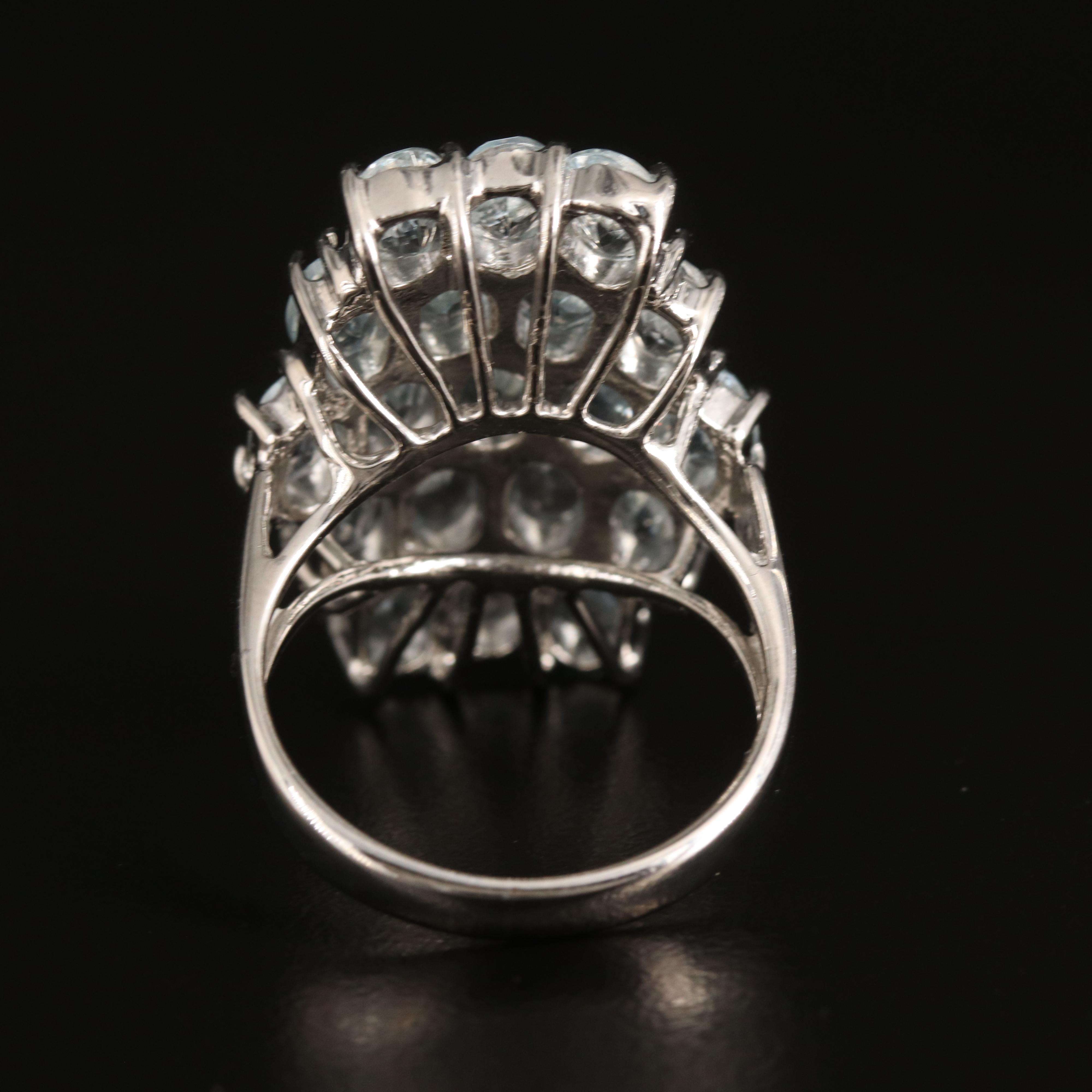 Sterling Aquamarine Cluster Ring