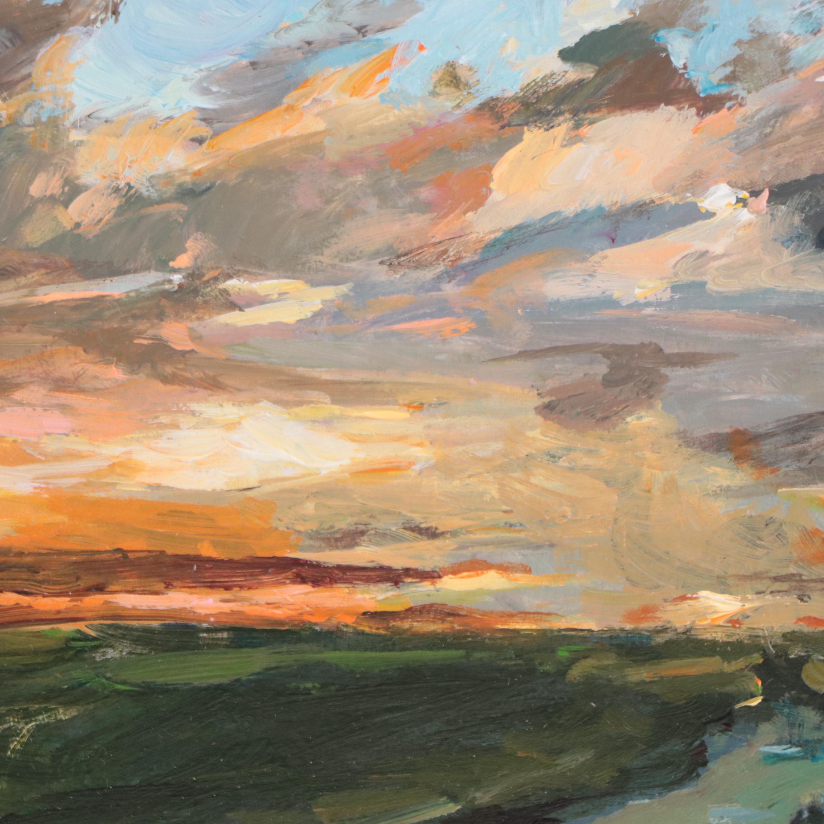 Agnes Rey Oil Painting of Sunset Landscape, 2022