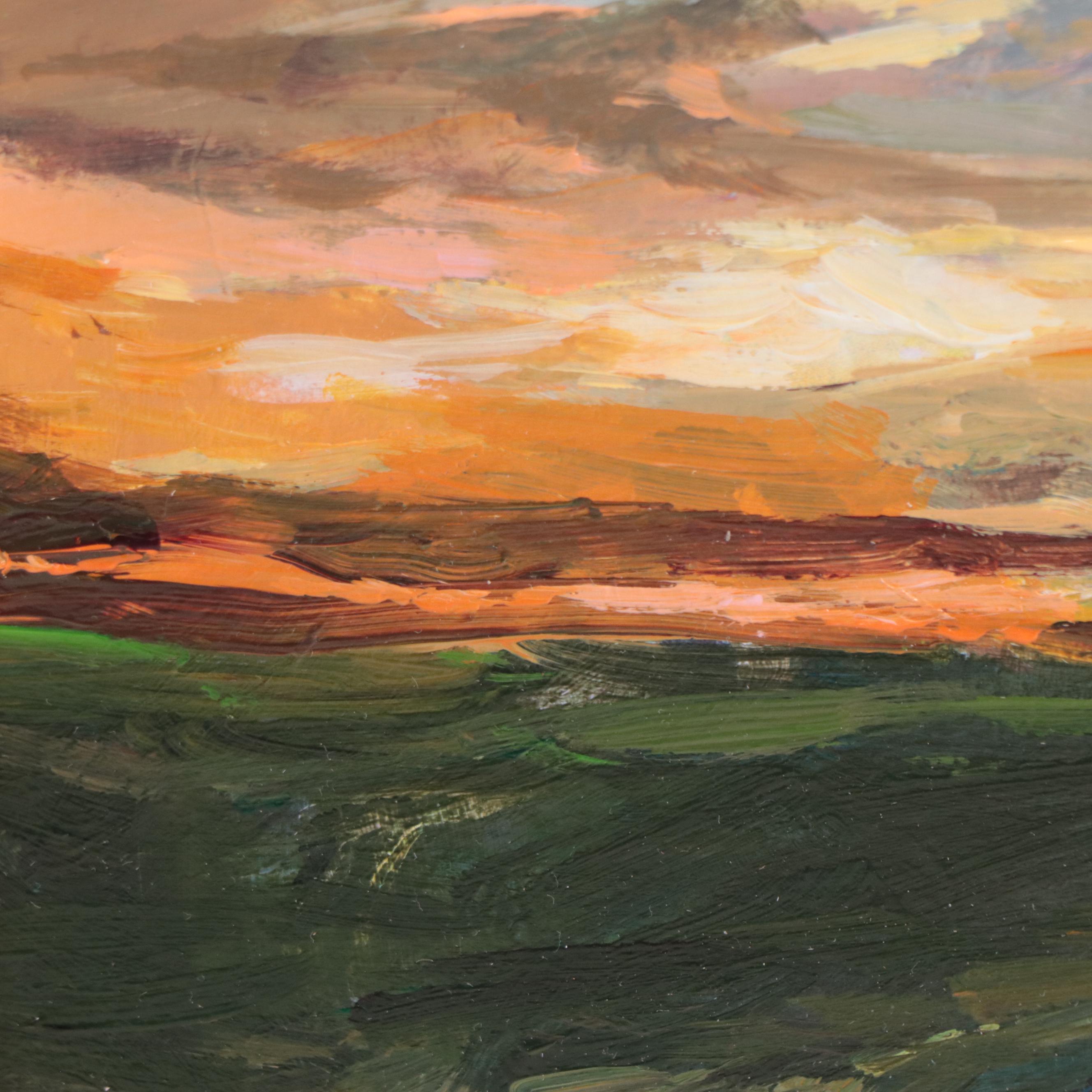 Agnes Rey Oil Painting of Sunset Landscape, 2022
