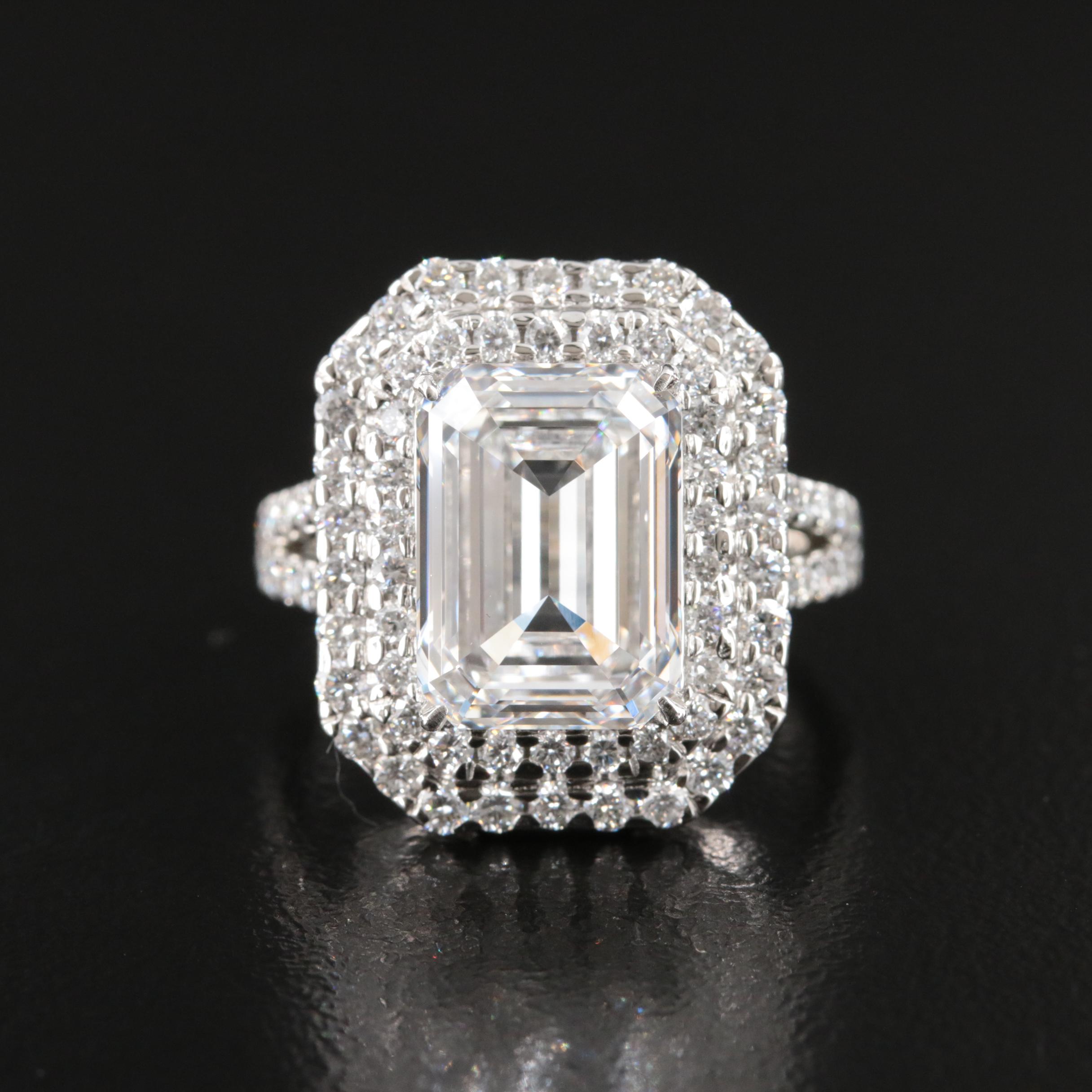 Platinum 6.32 CTW Lab Grown Diamond Ring with IGI Report