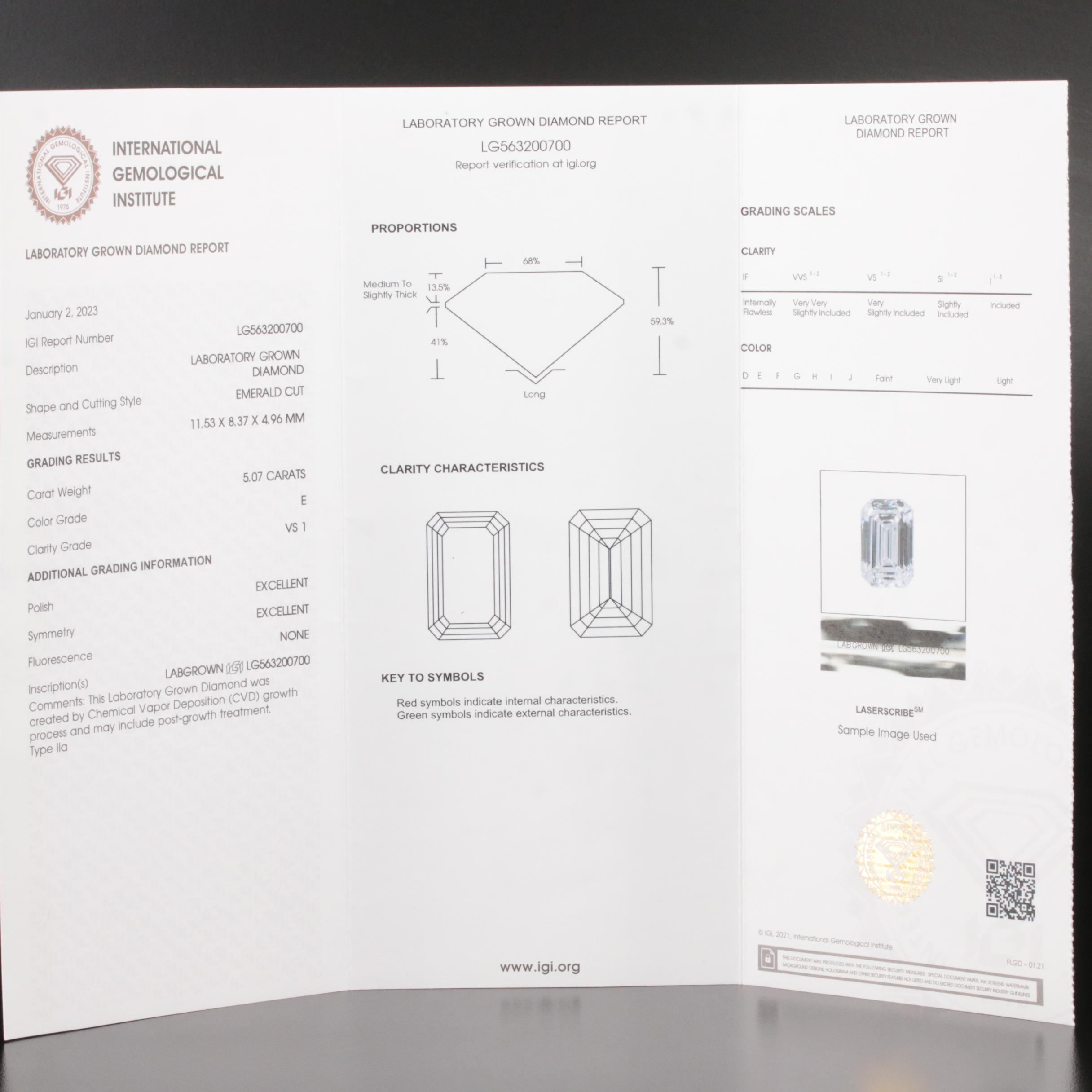 Platinum 6.32 CTW Lab Grown Diamond Ring with IGI Report