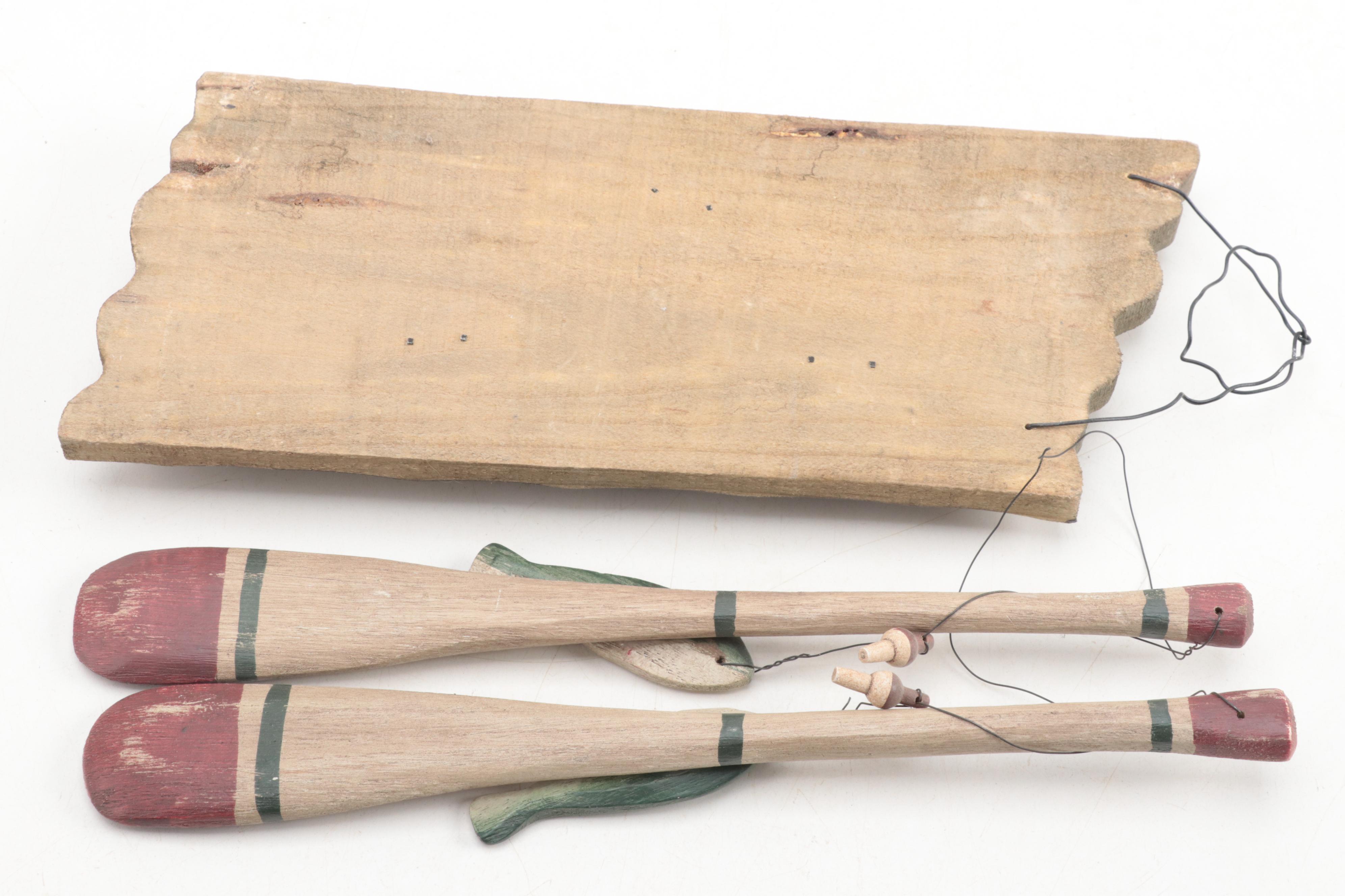 Painted Wooden Fish and More Fishing-Motif Wall Hangings and Décor