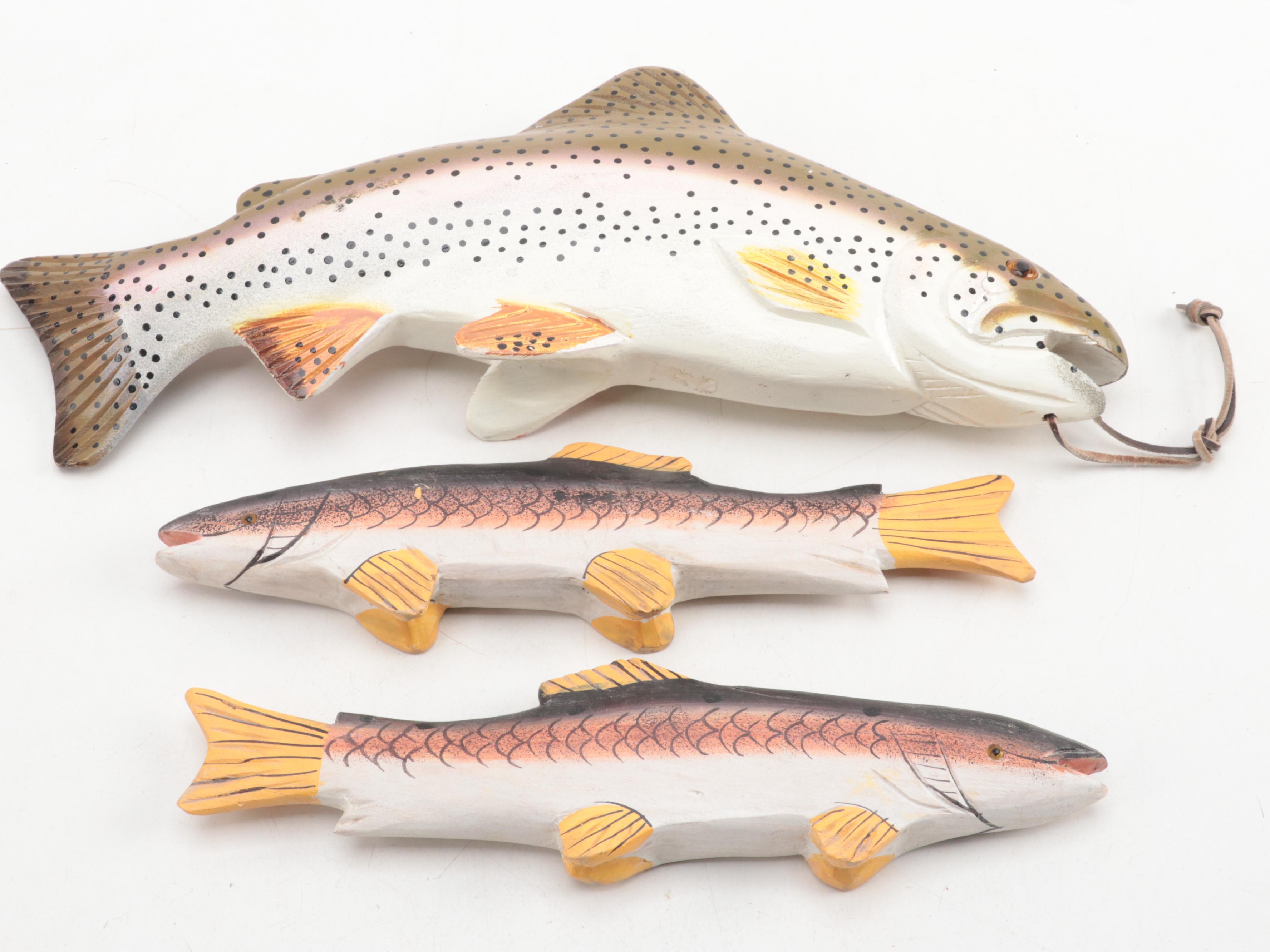 Painted Wooden Fish and More Fishing-Motif Wall Hangings and Décor