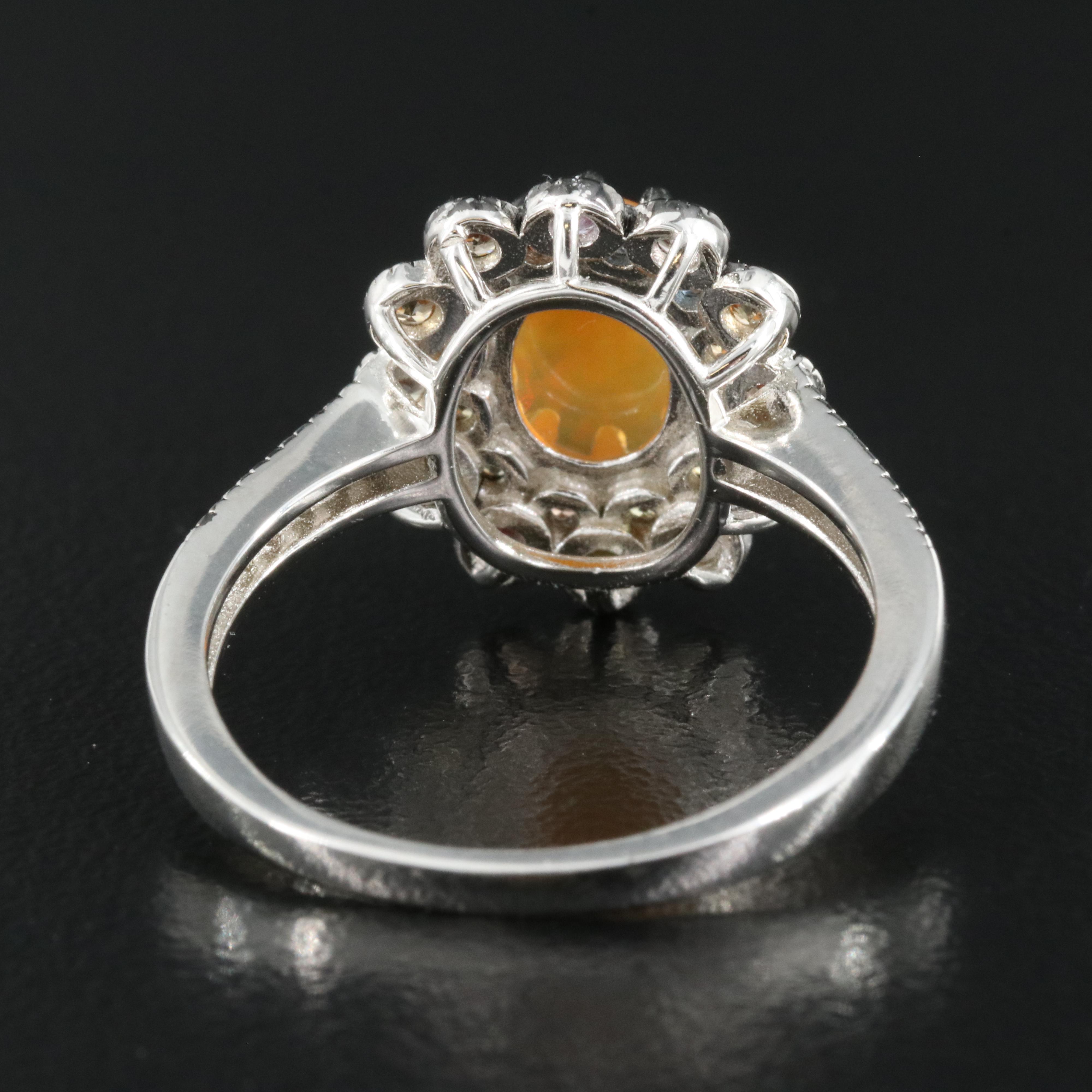 Sterling Opal and Sapphire Ring