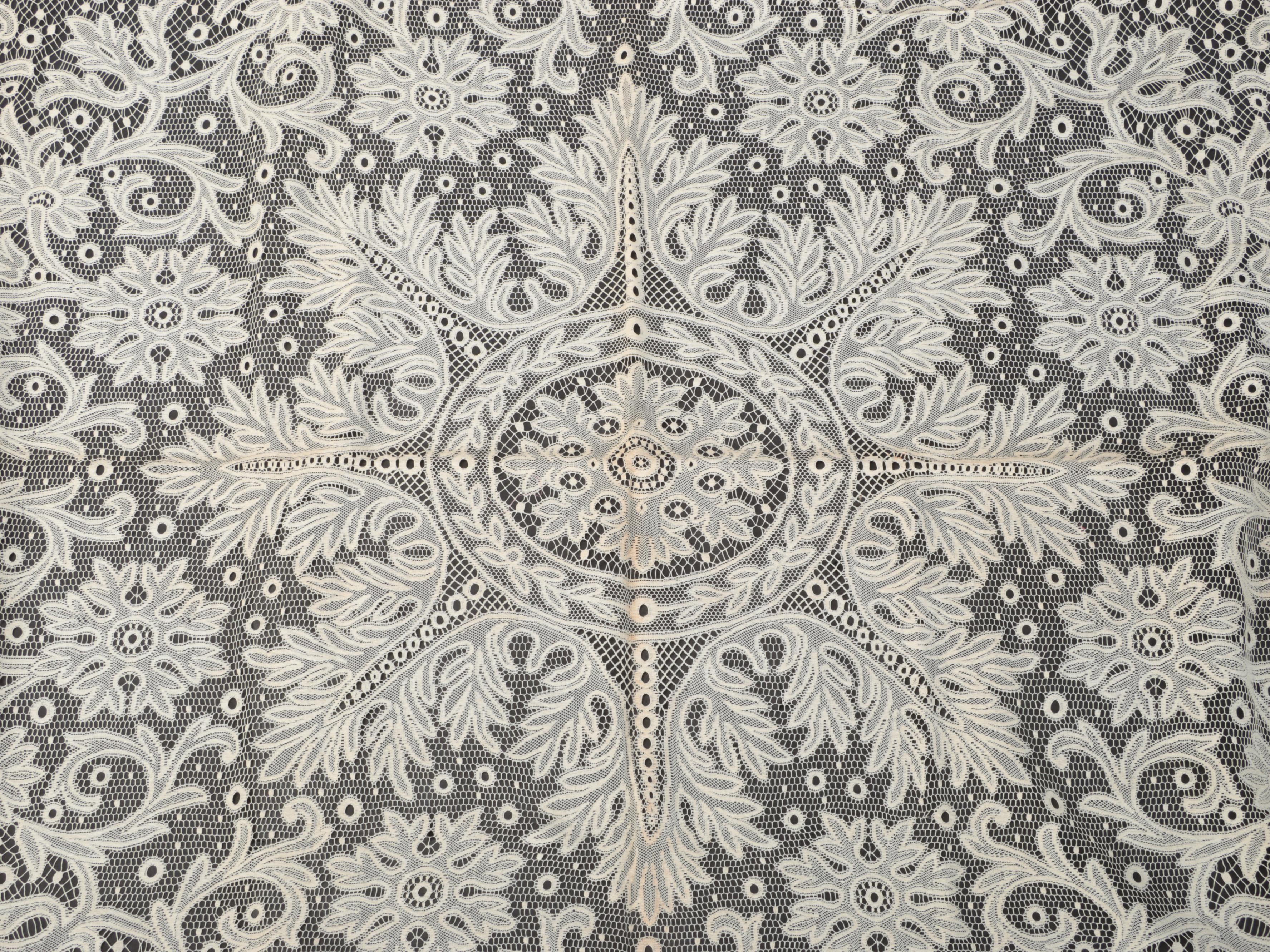 Black and Ecru Crochet and Filet Lace Table Linens, 20th Century