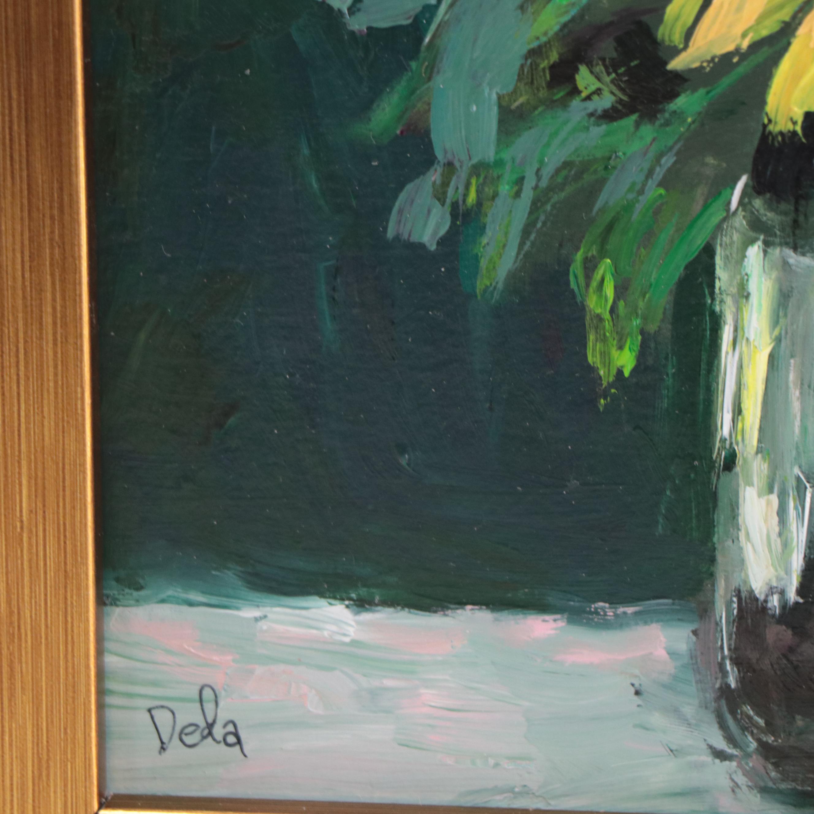 Adam Deda Oil Painting of Floral Still Life "Girasoles," 2022