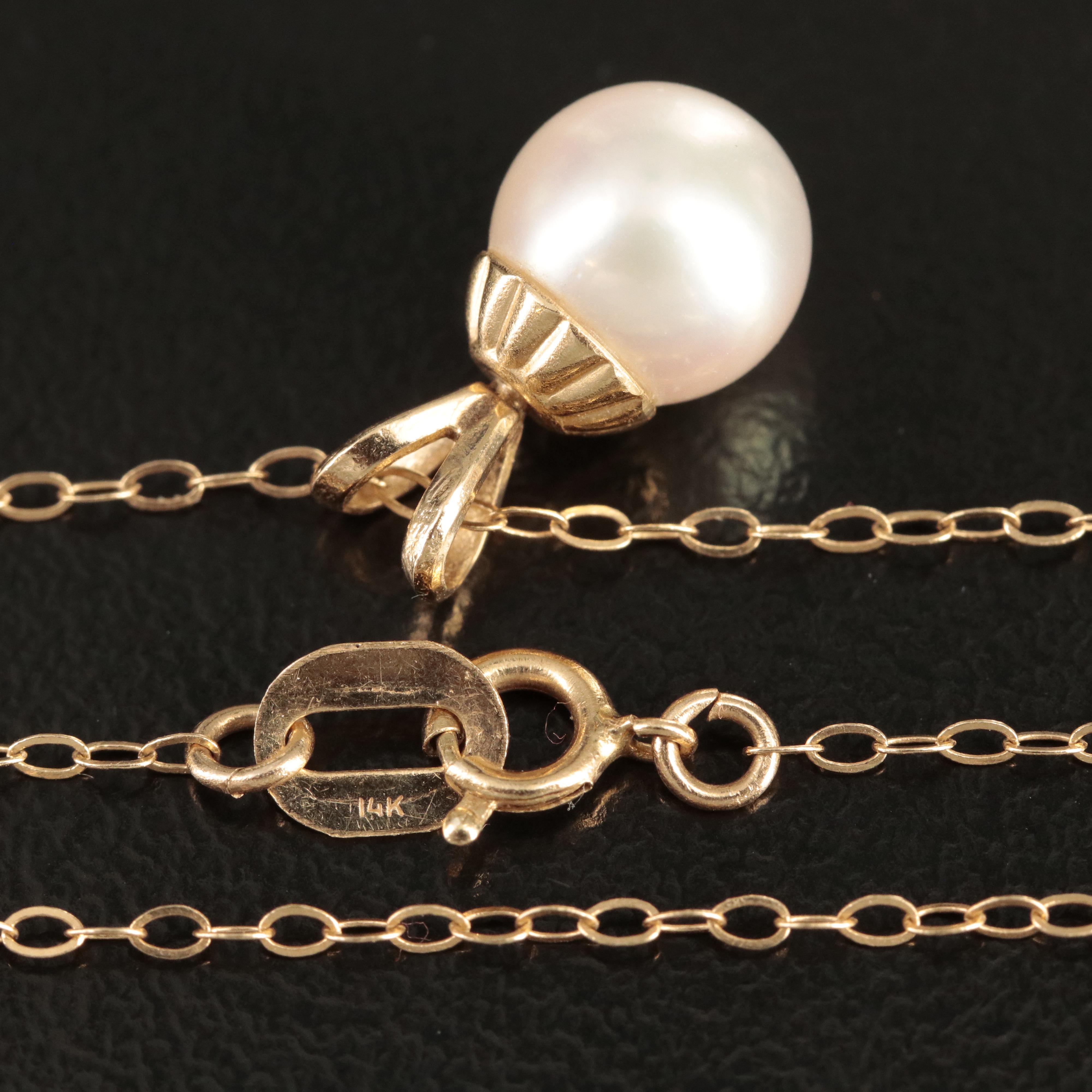 14K Pearl Pendant Necklace and Ring