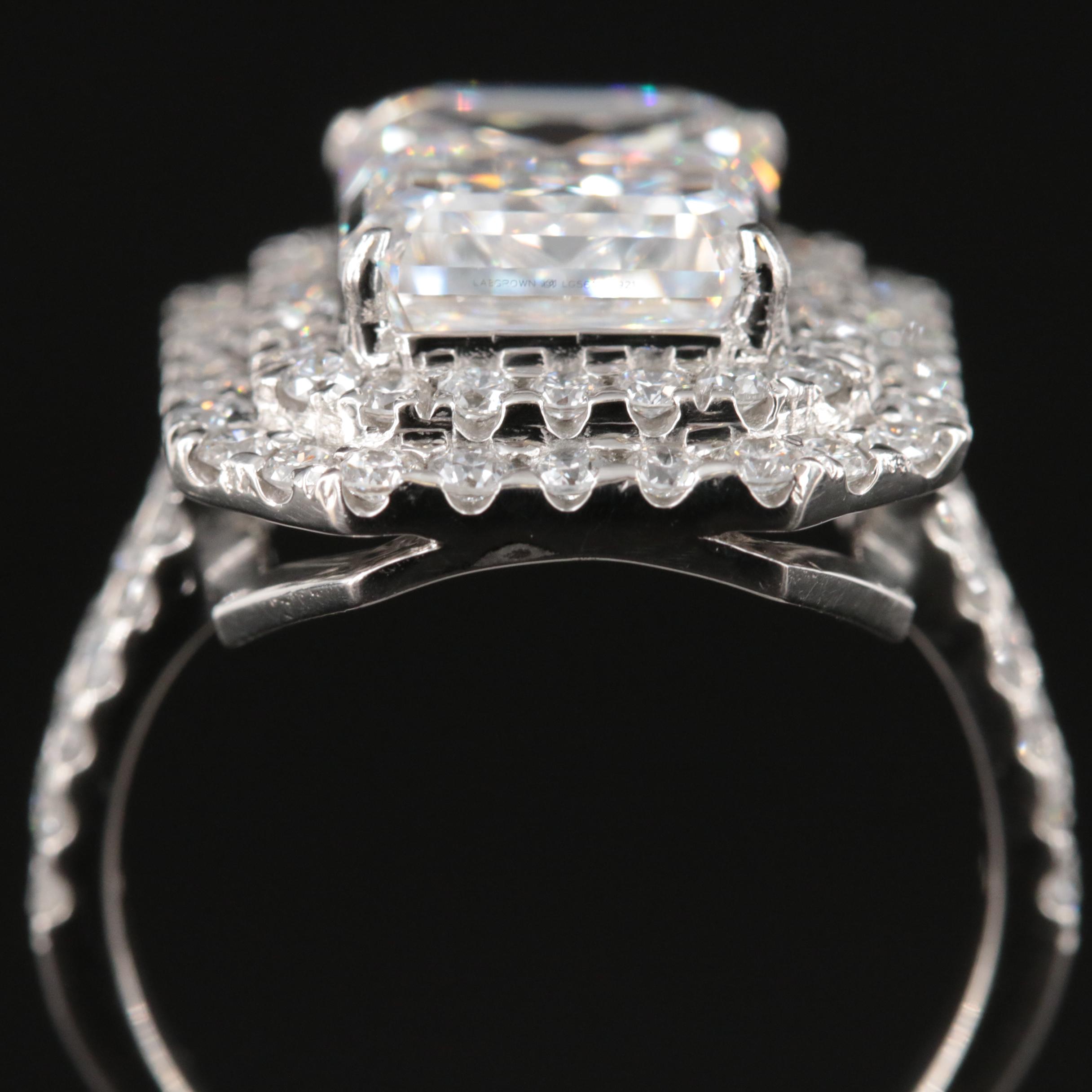 Platinum 6.58 CTW Lab Grown Diamond Ring with IGI Report