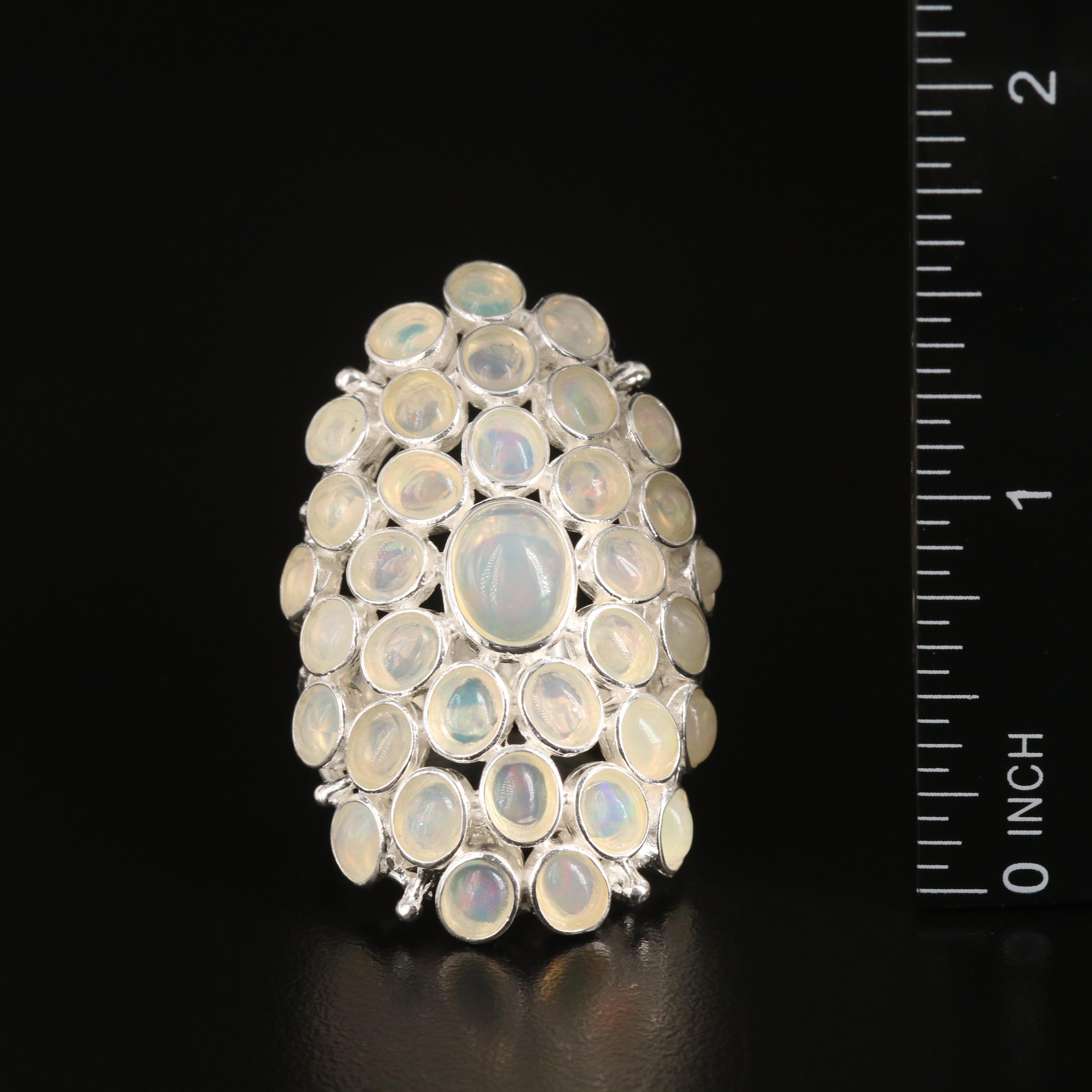 Sterling Opal Cluster Ring