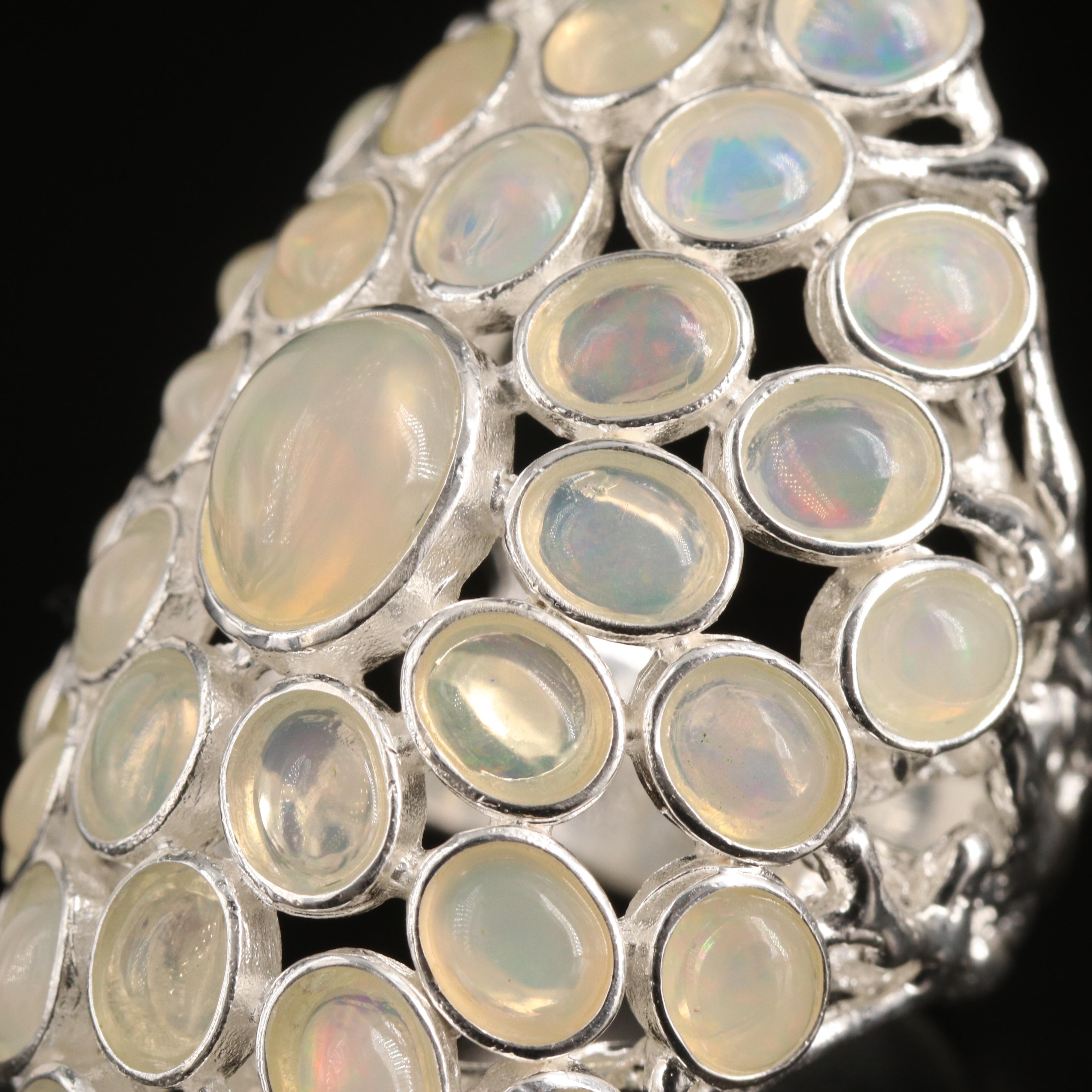 Sterling Opal Cluster Ring