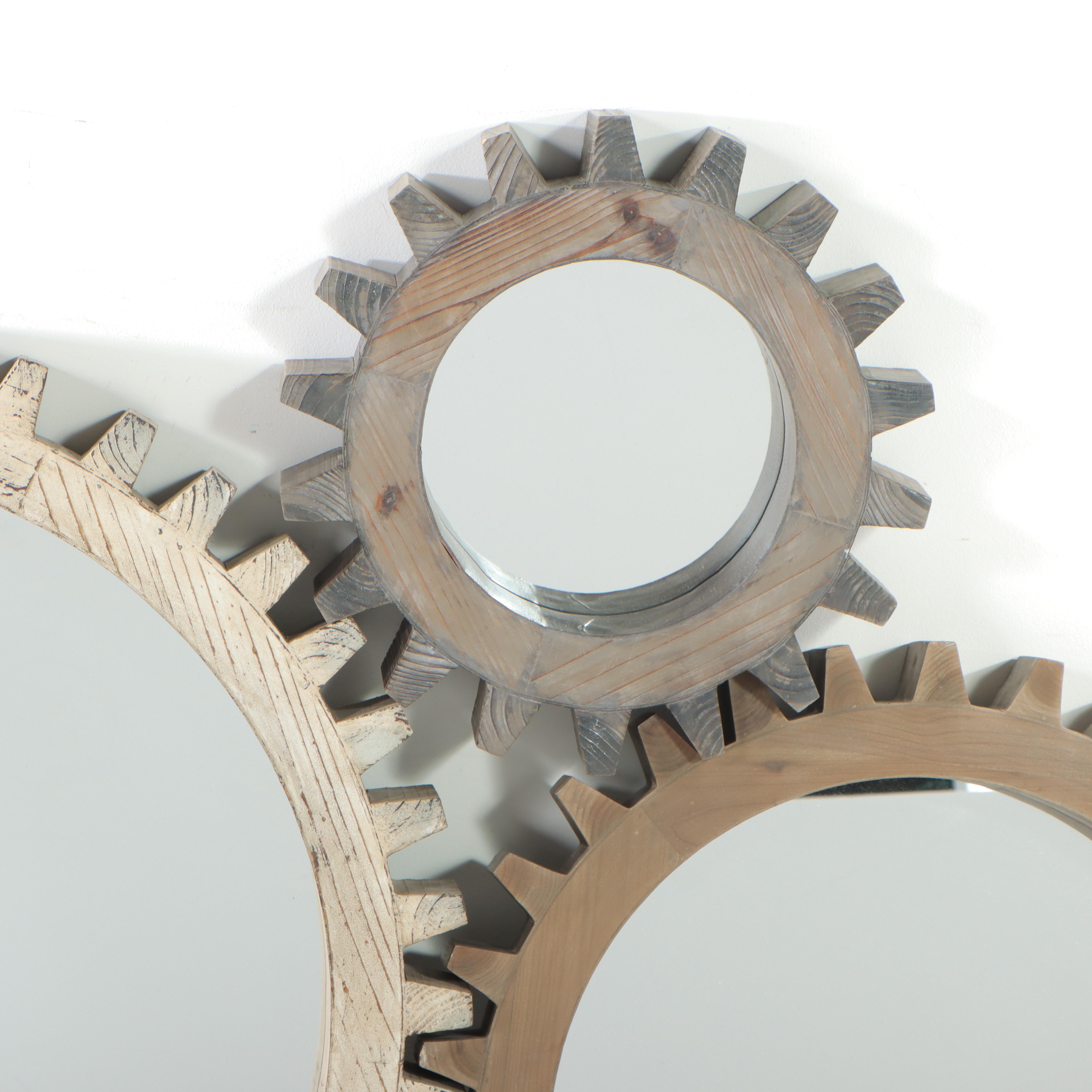 Three Mercana Industrial Style Graduated "Cog" Mirrors