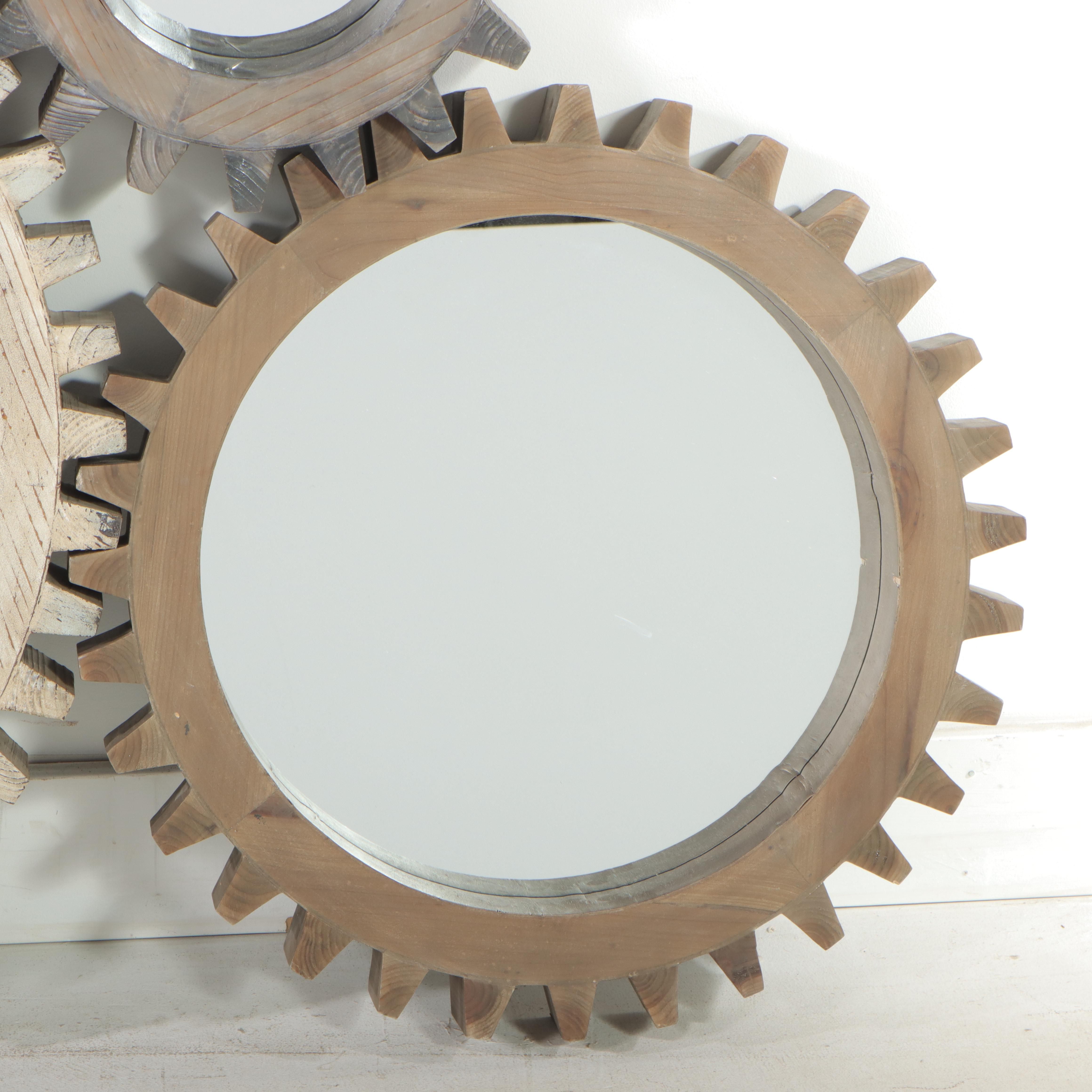 Three Mercana Industrial Style Graduated "Cog" Mirrors