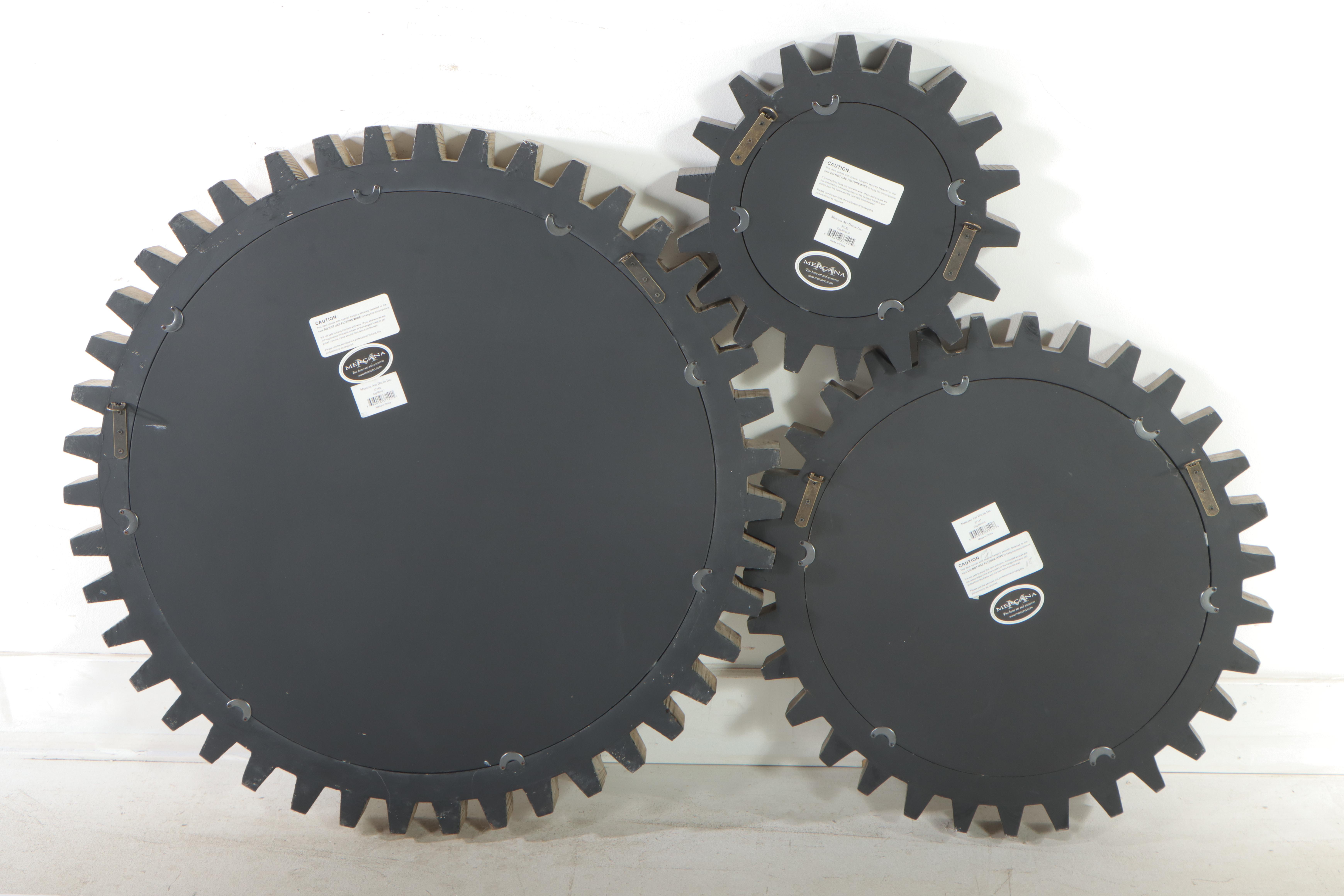 Three Mercana Industrial Style Graduated "Cog" Mirrors