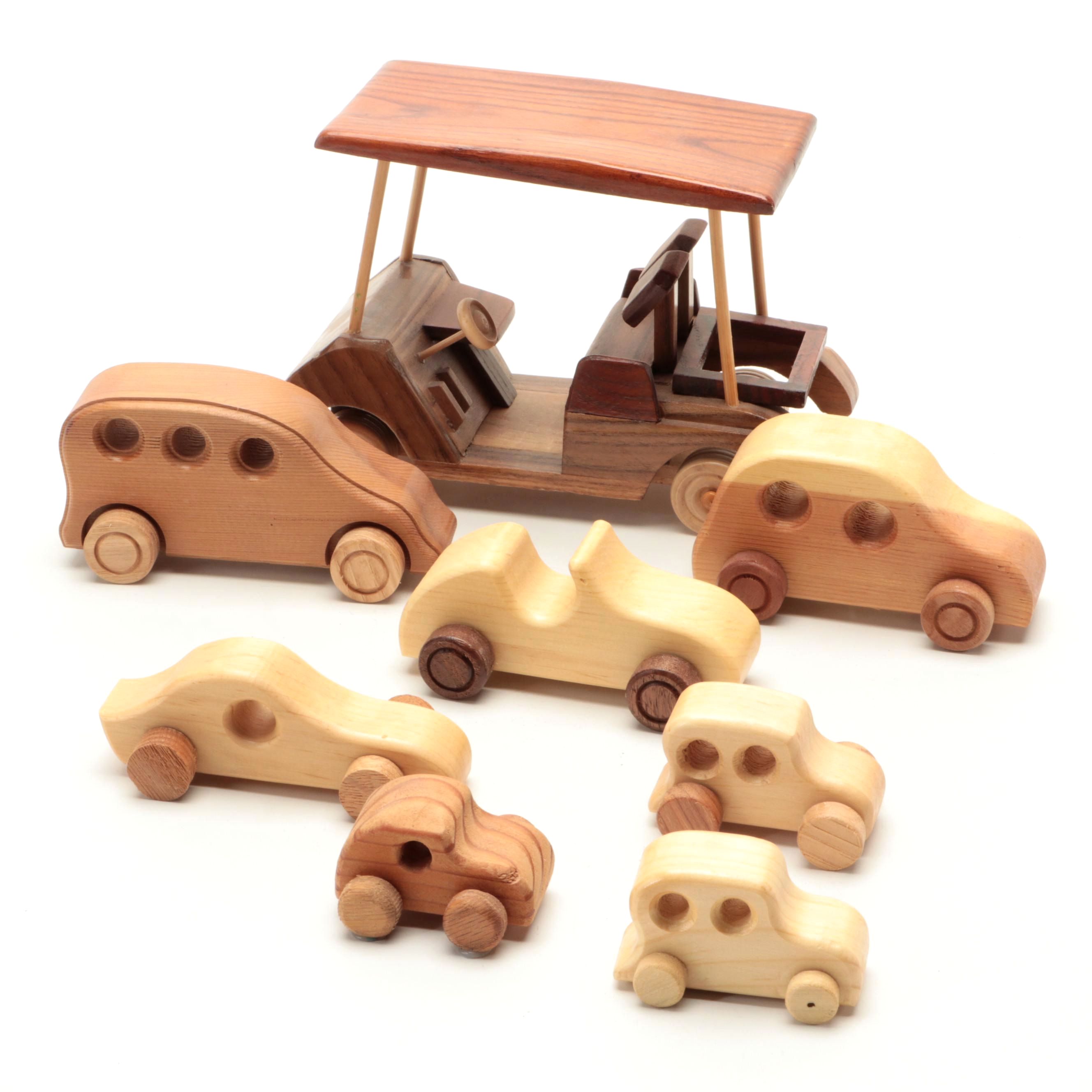 Ganz Wooden Golf Cart with Other Wooden Cars
