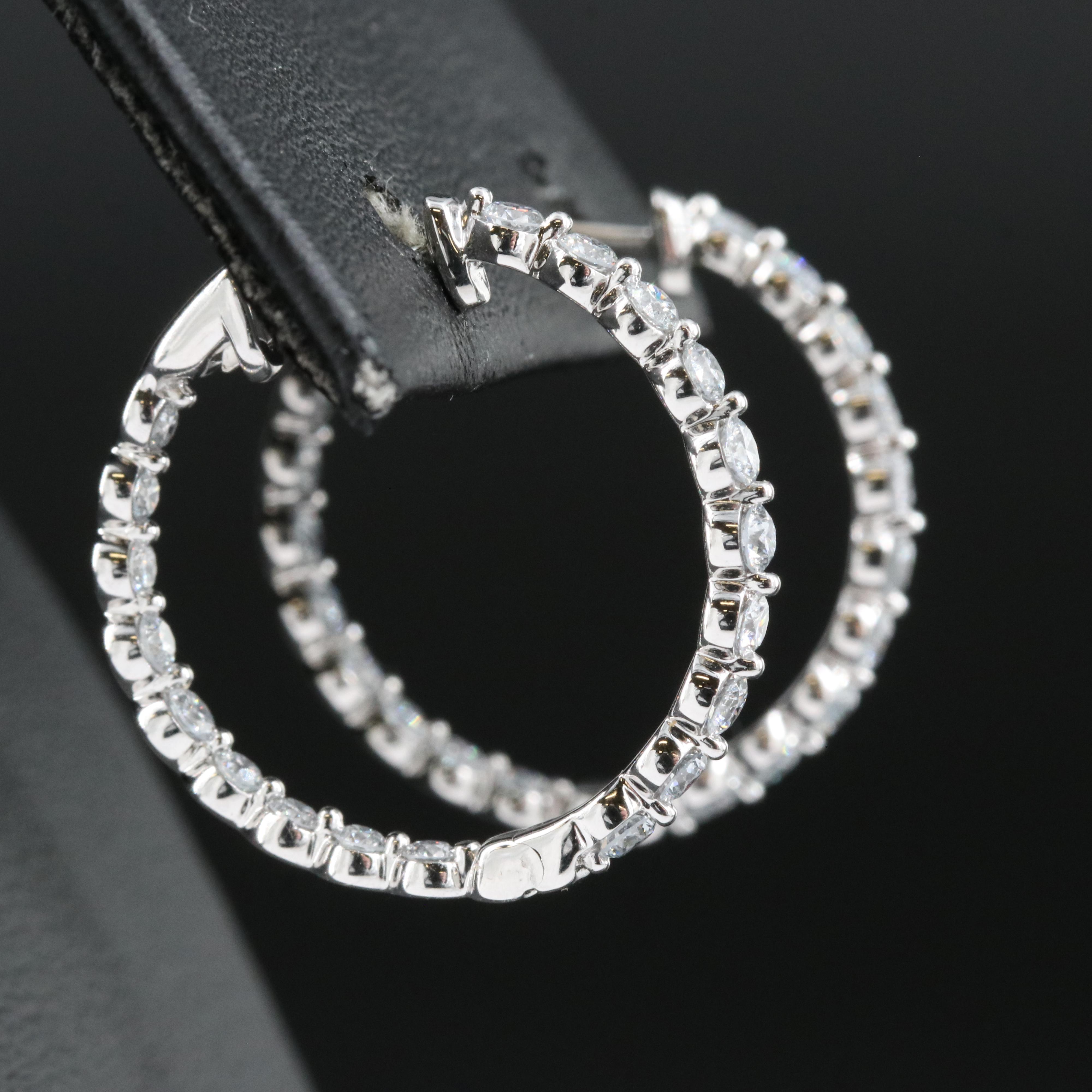 14K 1.00 CTW Lab Grown Diamond Inside Out Hoop Earrings