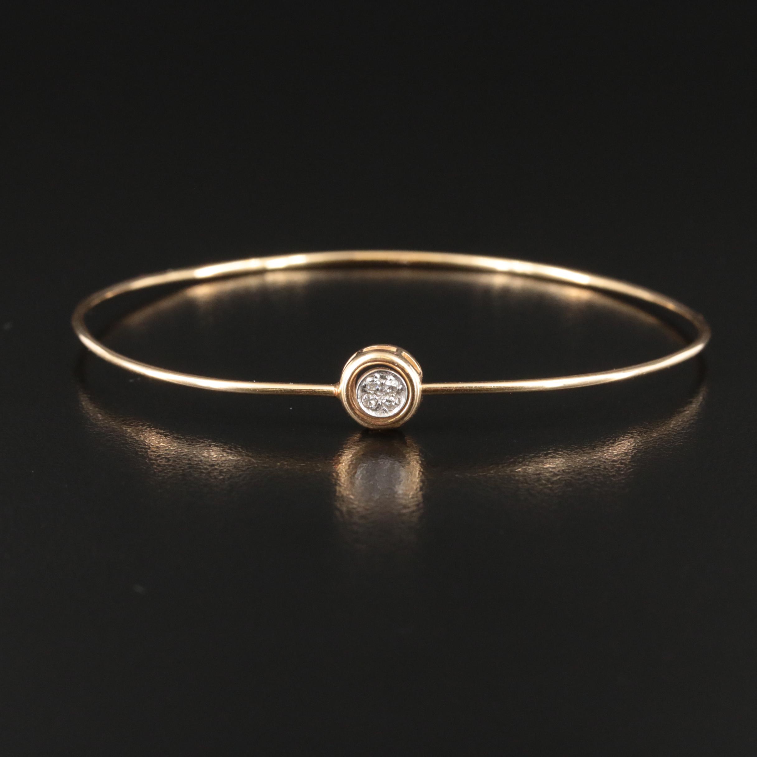 14K 0.04 CT Diamond Hinged Bangle