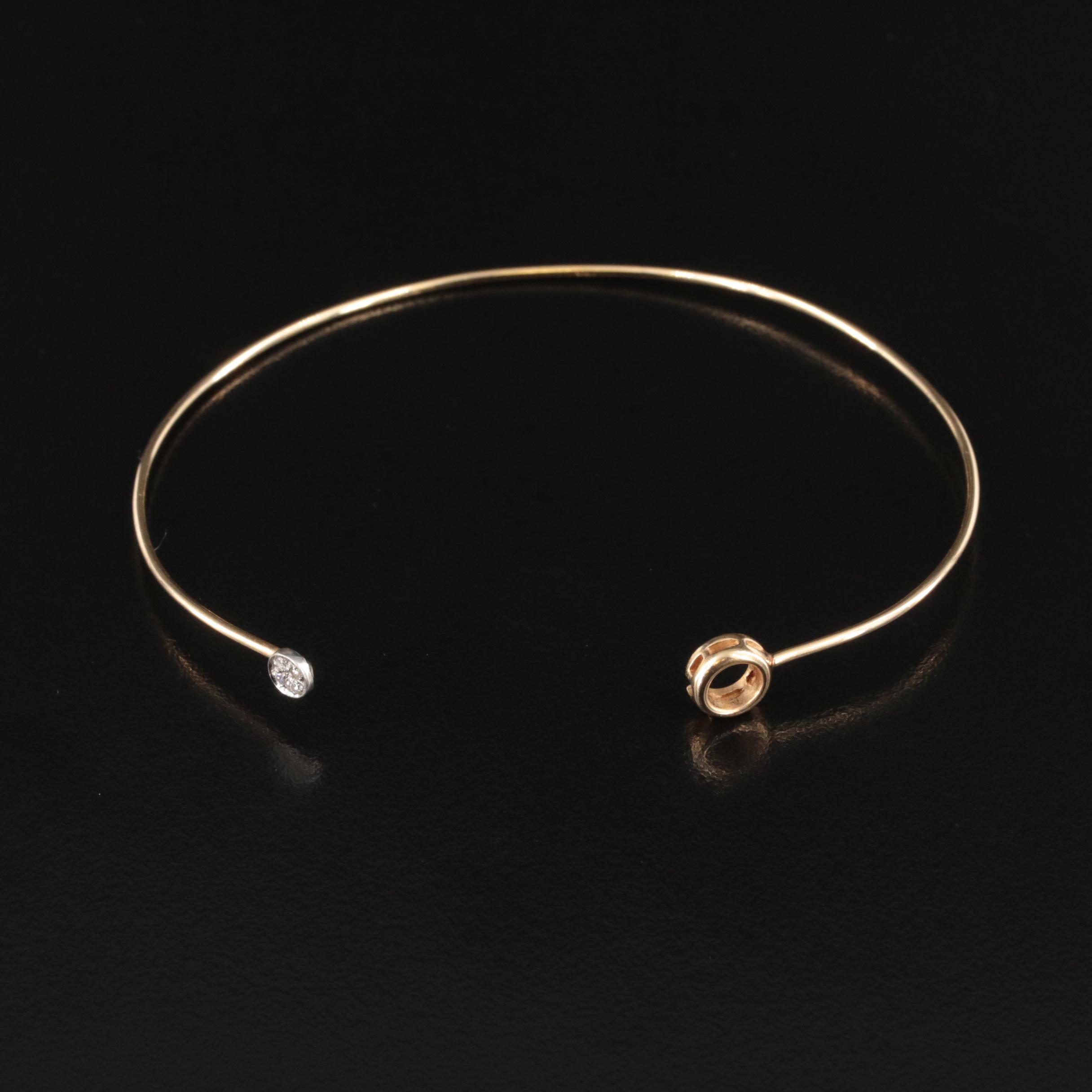 14K 0.04 CT Diamond Hinged Bangle