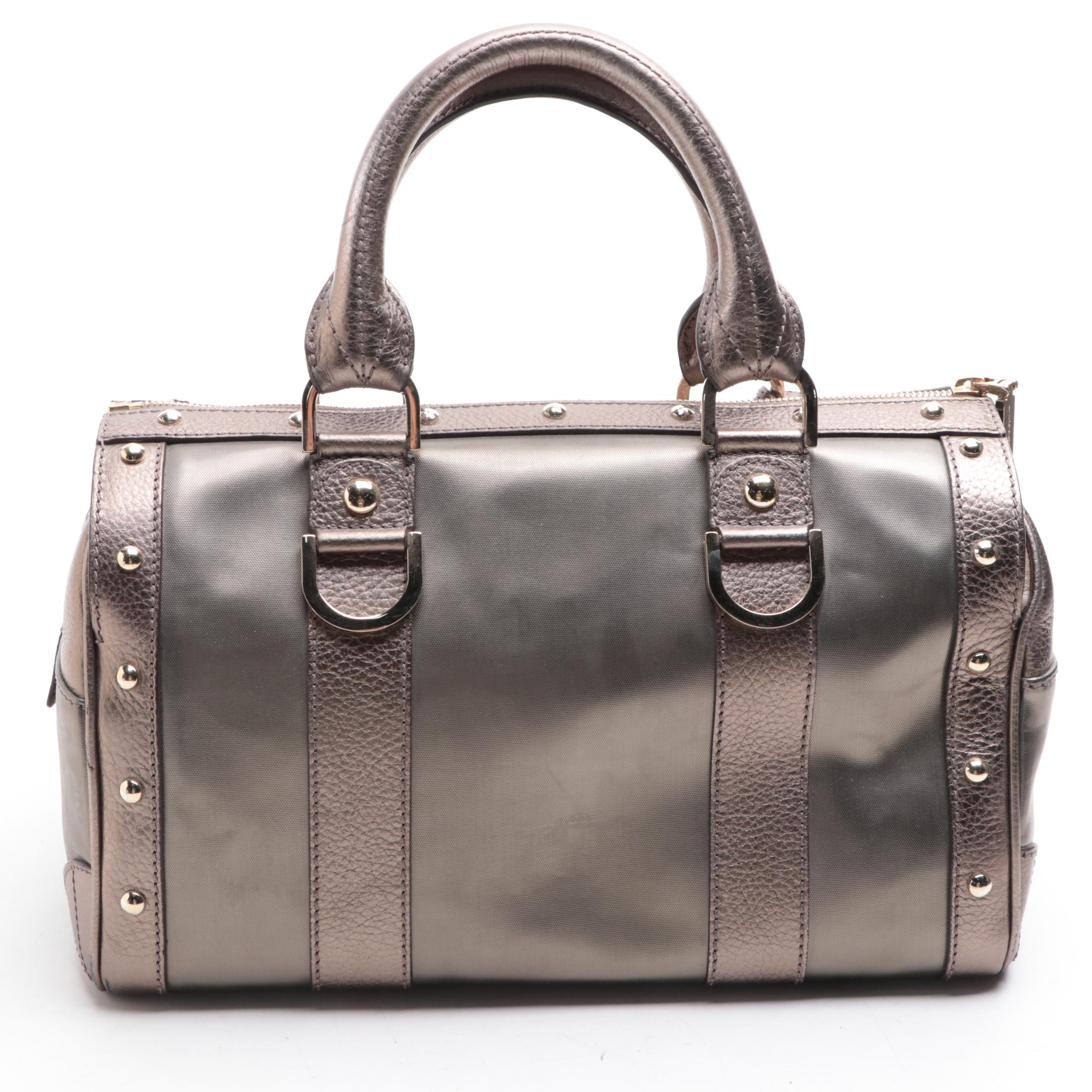 Versace Medusa Doctor's Bag with Metallic Finish Grain Leather Trim