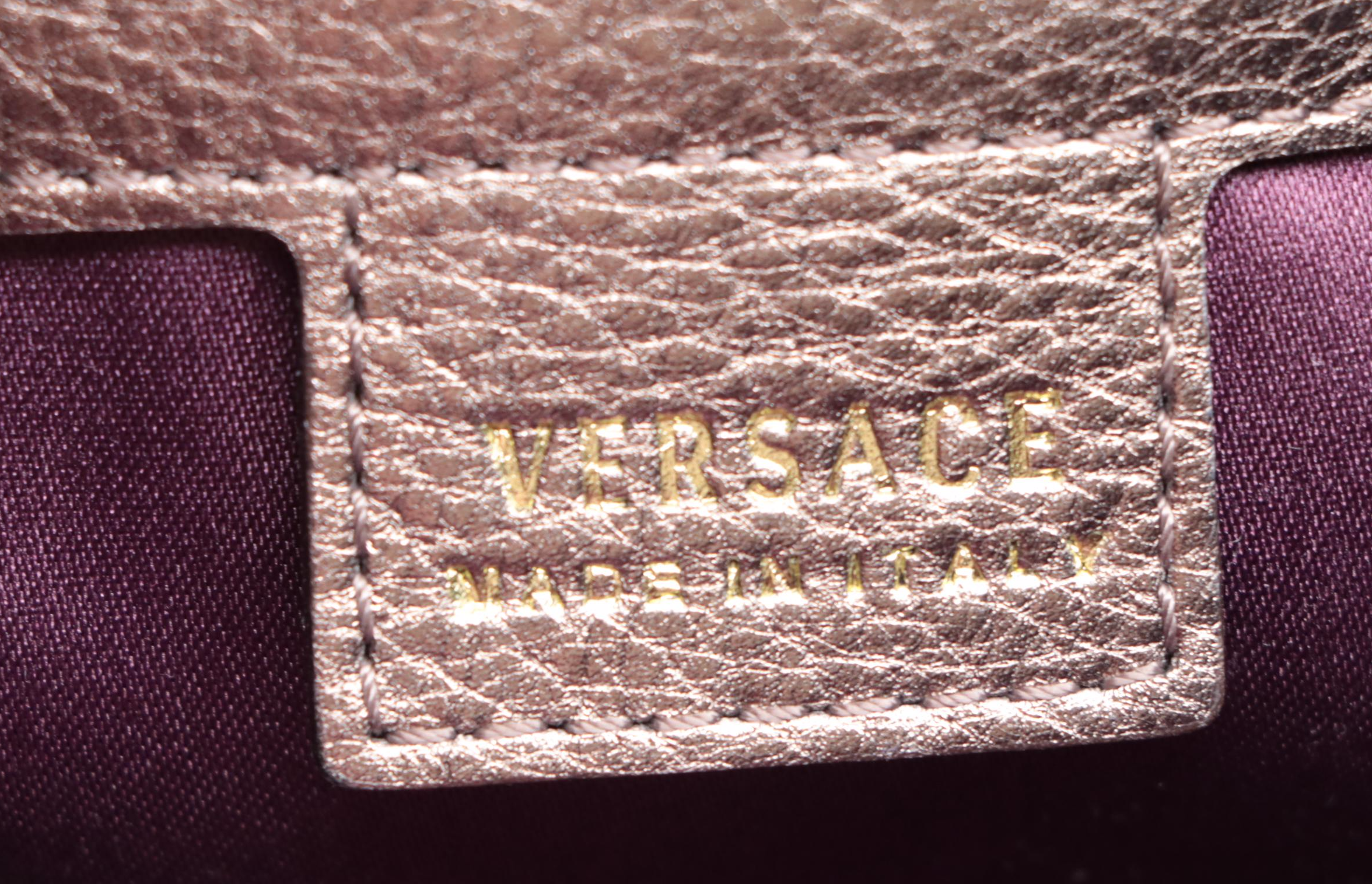Versace Medusa Doctor's Bag with Metallic Finish Grain Leather Trim