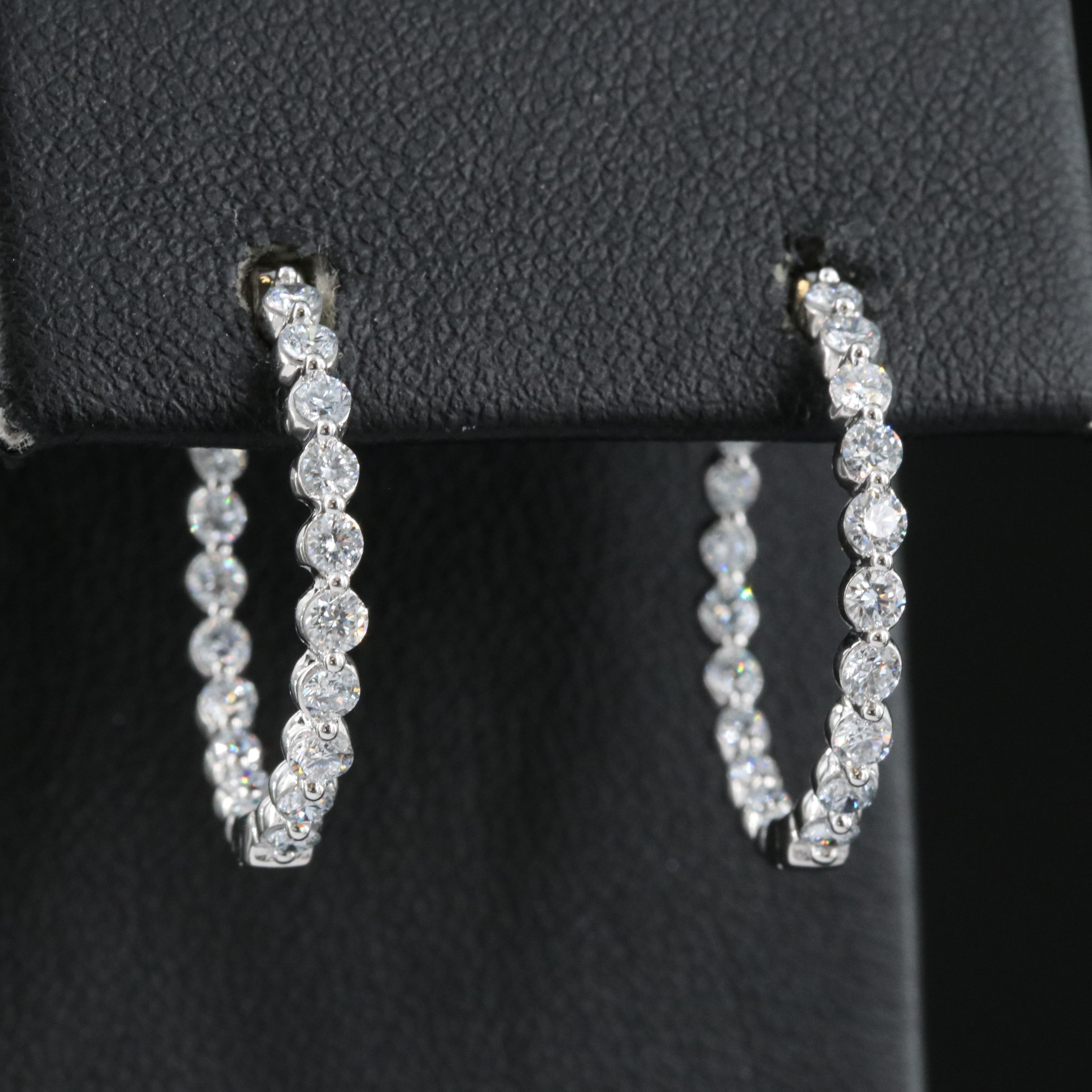 14K 1.00 CTW Lab Grown Diamond Inside Out Hoop Earrings