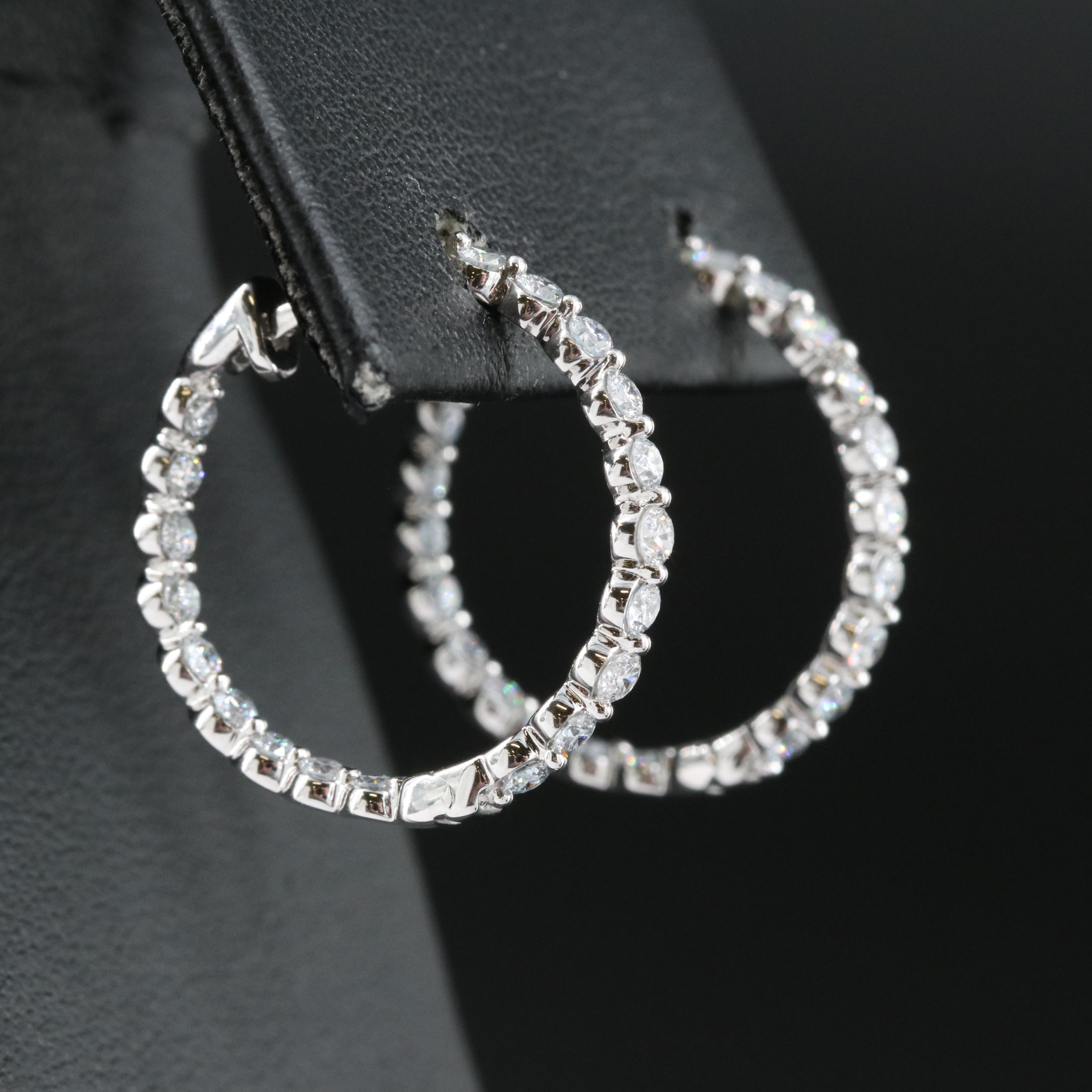 14K 1.00 CTW Lab Grown Diamond Inside Out Hoop Earrings