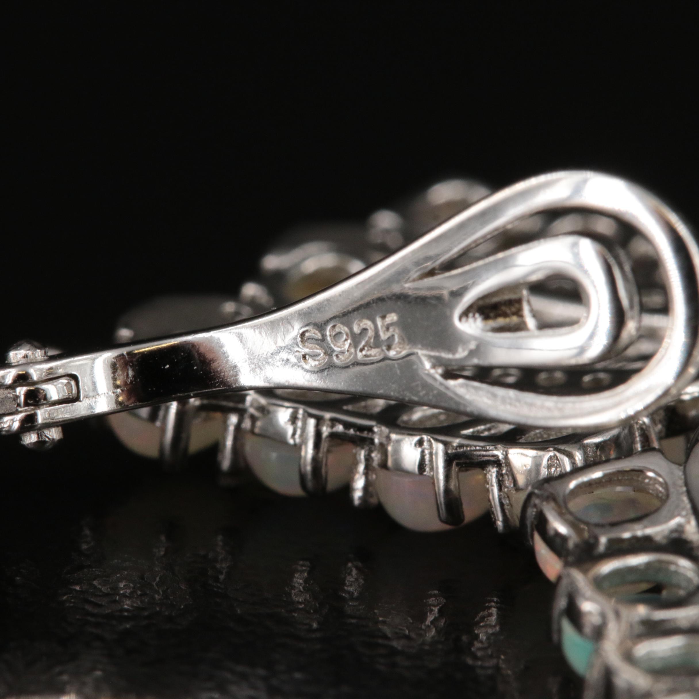 Sterling Opal and Cubic Zirconia Earrings -