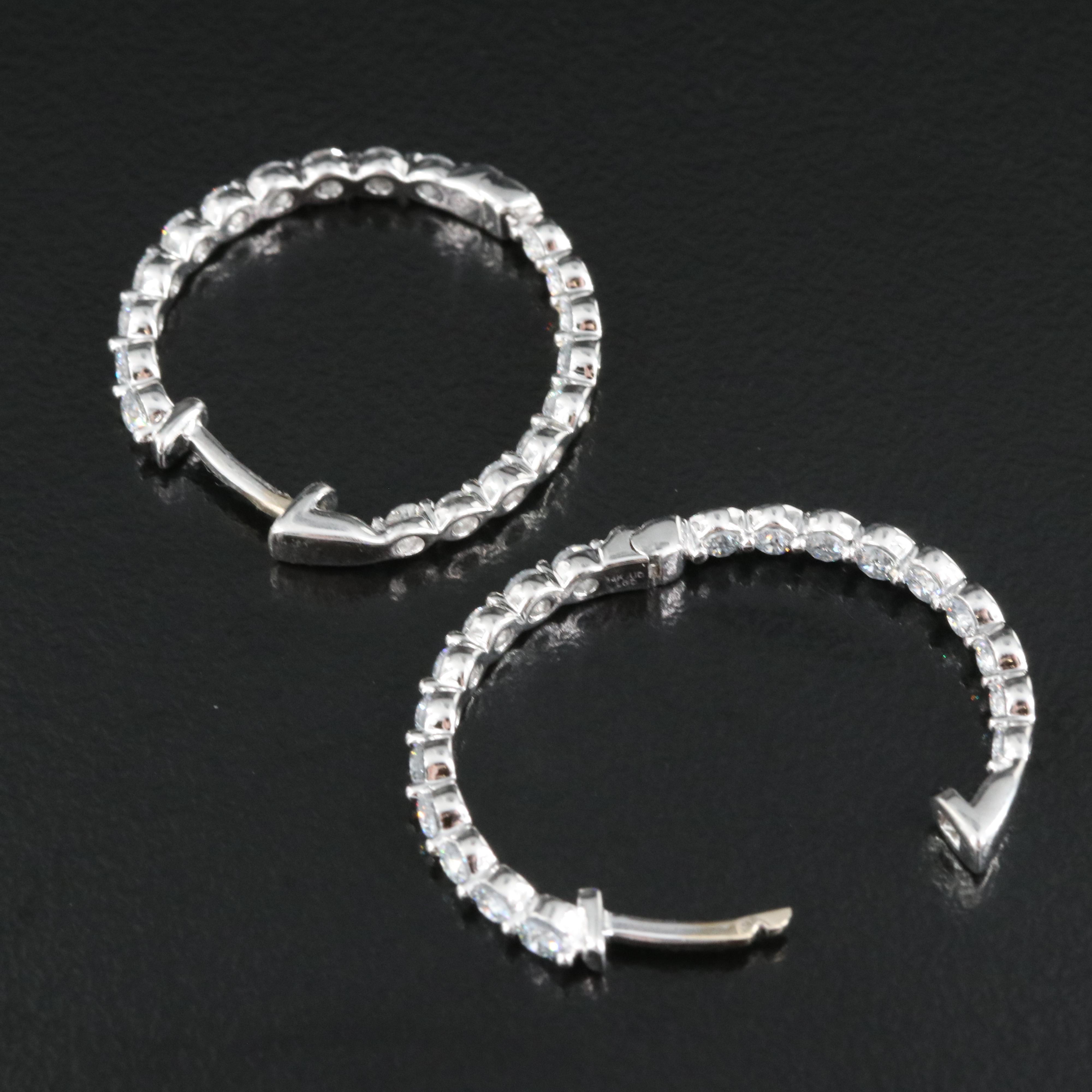 14K 1.00 CTW Lab Grown Diamond Inside Out Hoop Earrings