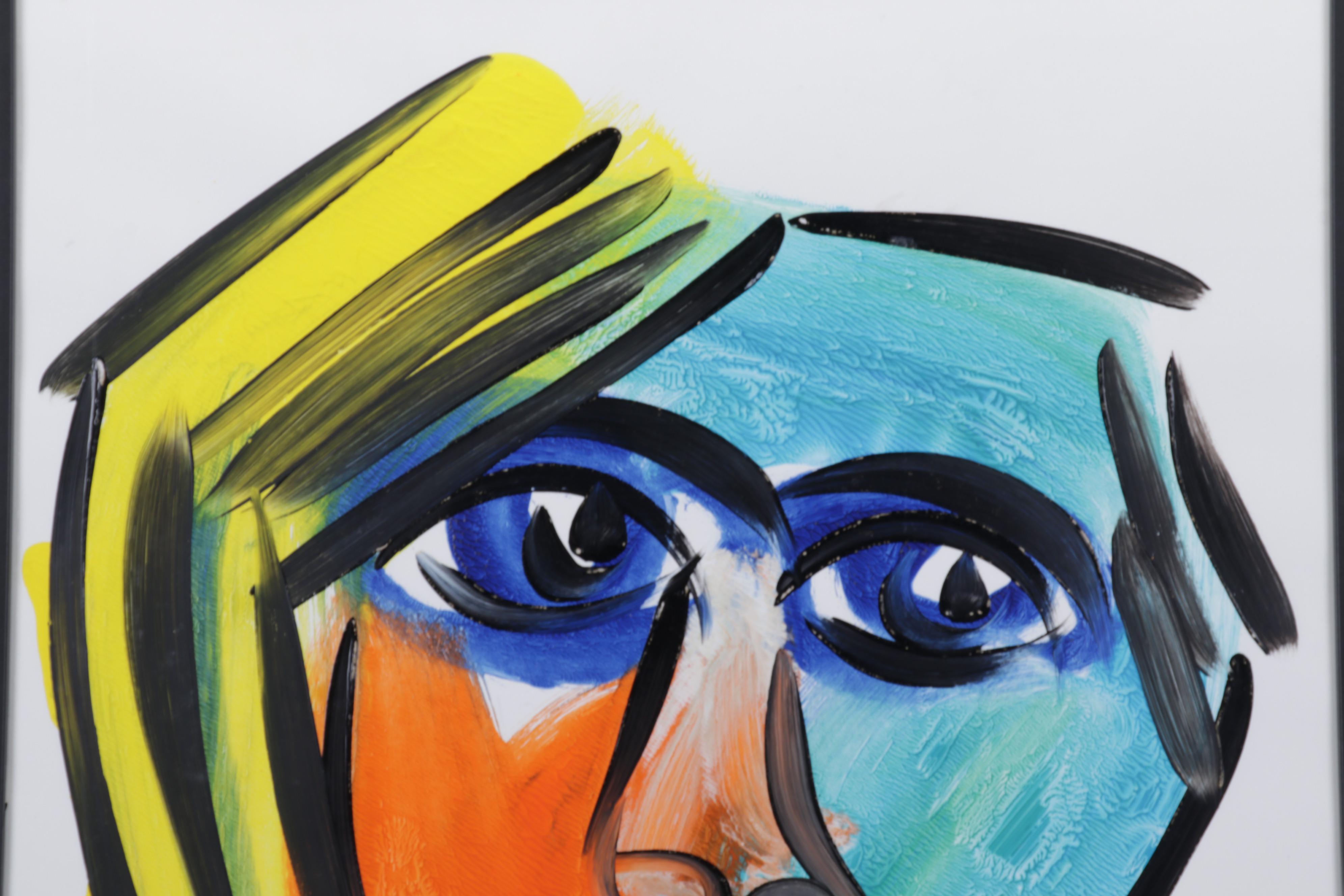 Peter Keil Portrait Acrylic Painting, Circa 2000