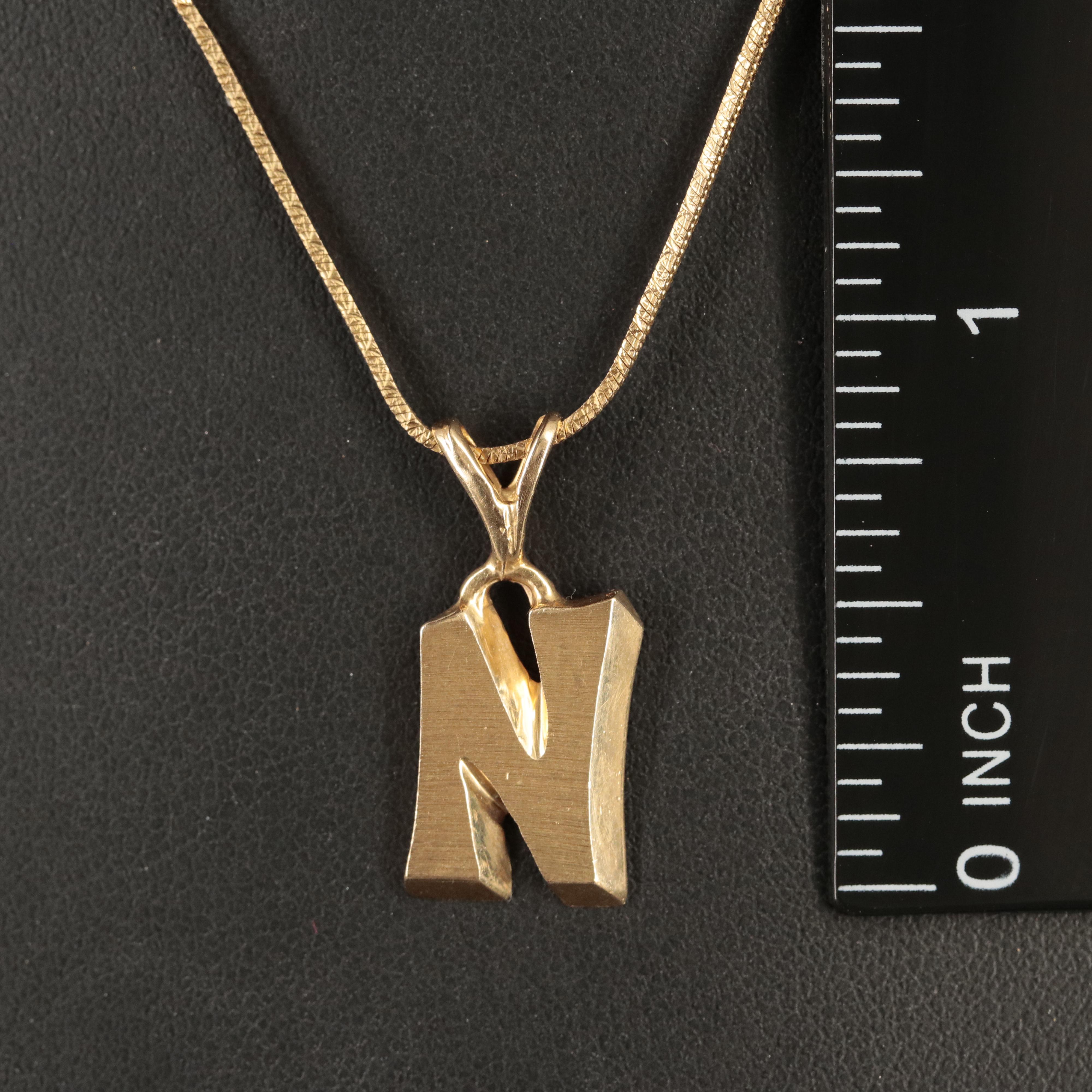 14K "N" Pendant on Italian Fancy Link Chain