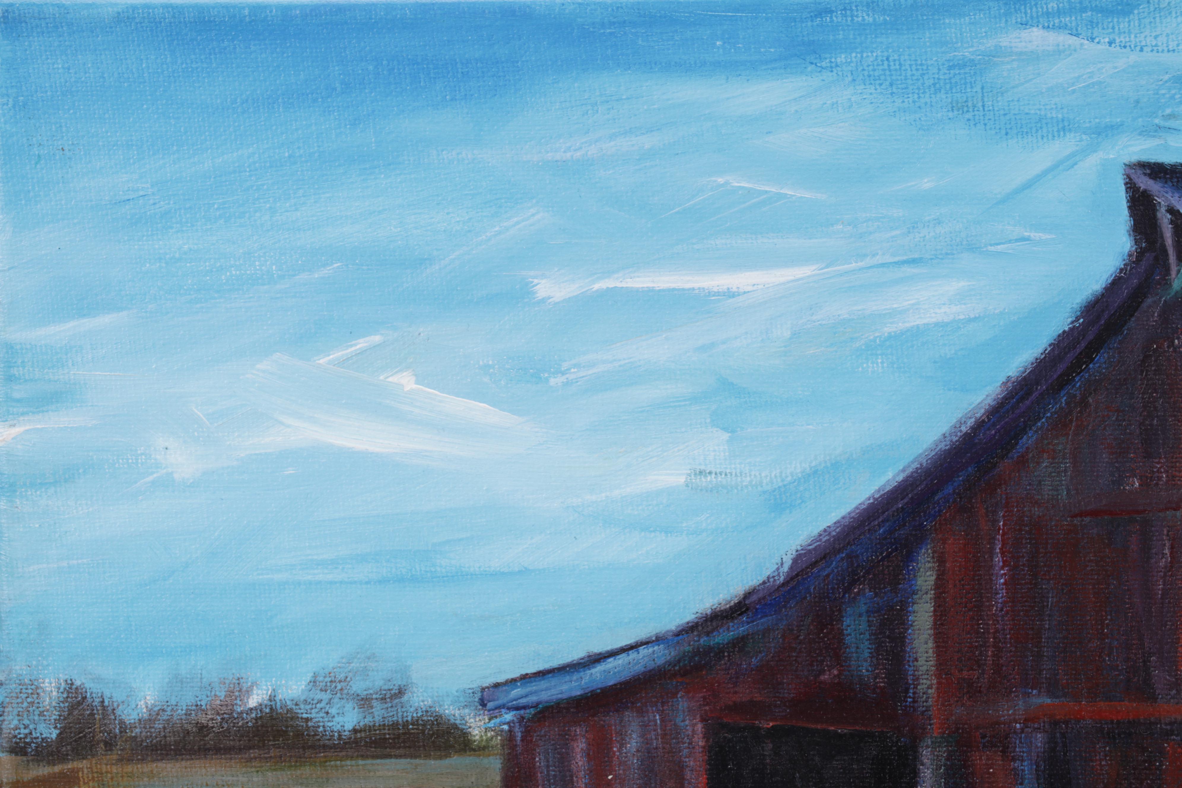 Rhonda Hager Acrylic Painting "Nobel Township Barn," 21st Century