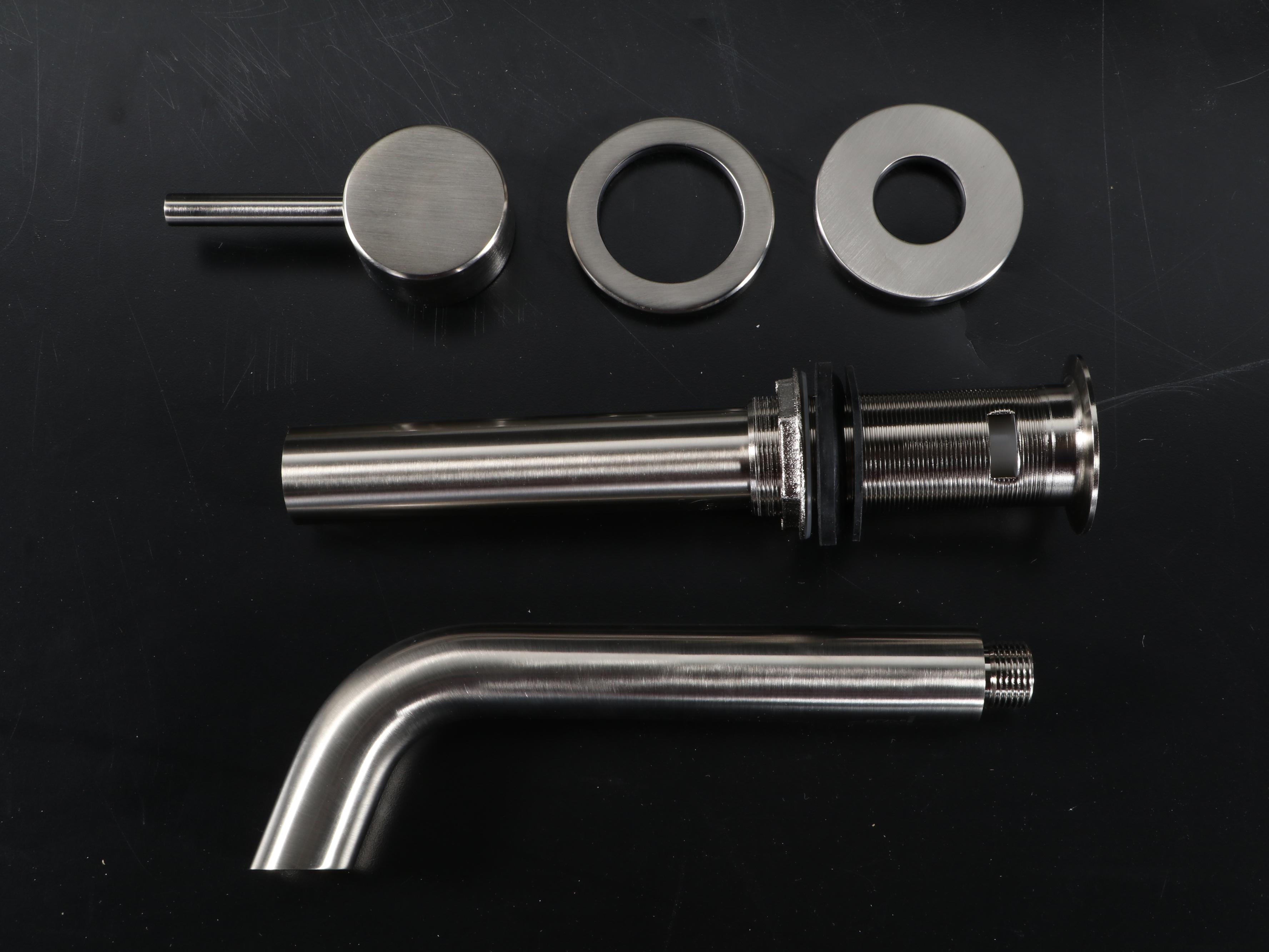 Brushed Nickel Finish Wall-Mount Bathroom Faucet with Matte Resin Vessel Sink