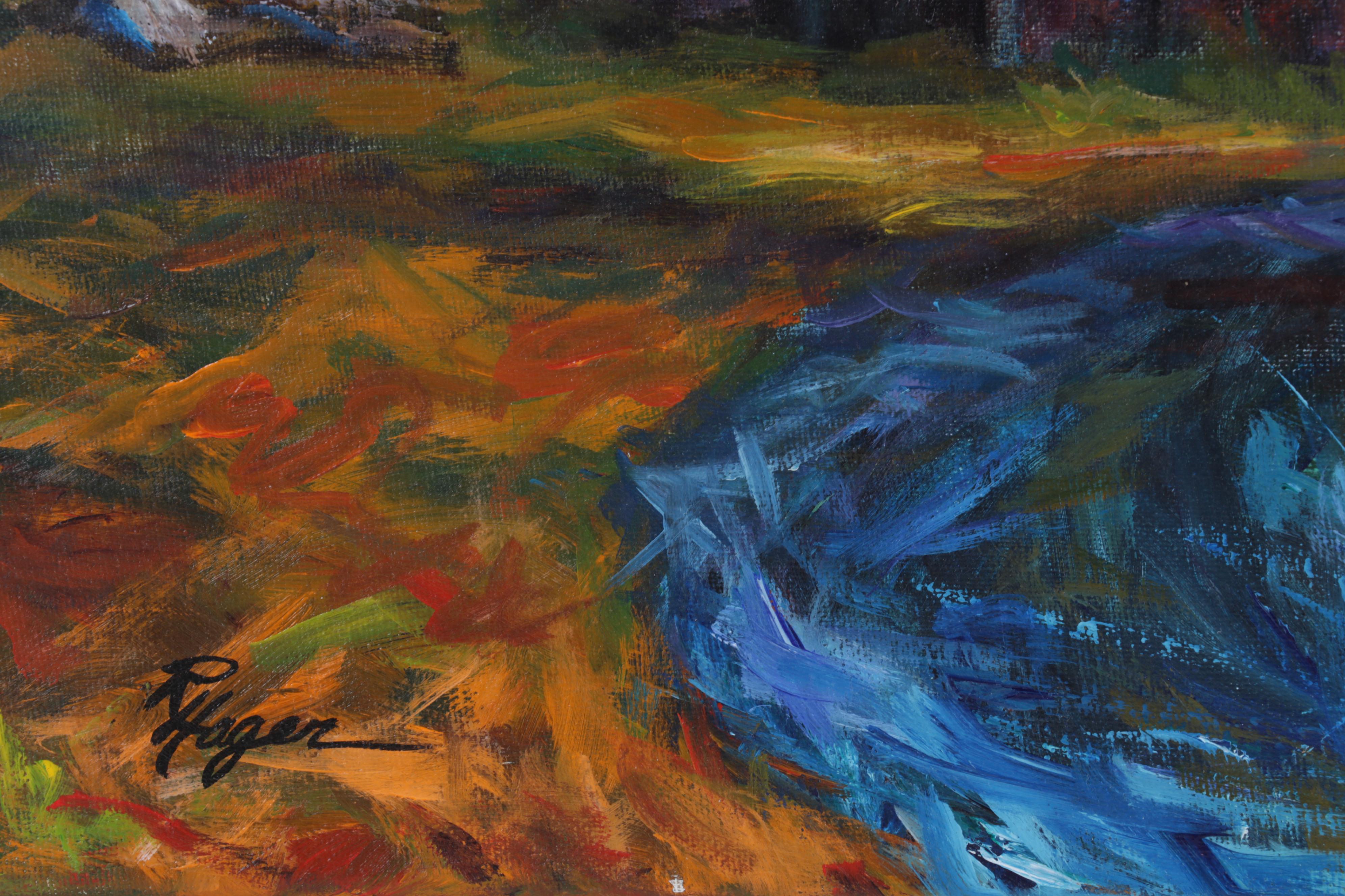 Rhonda Hager Acrylic Painting "Nobel Township Barn," 21st Century