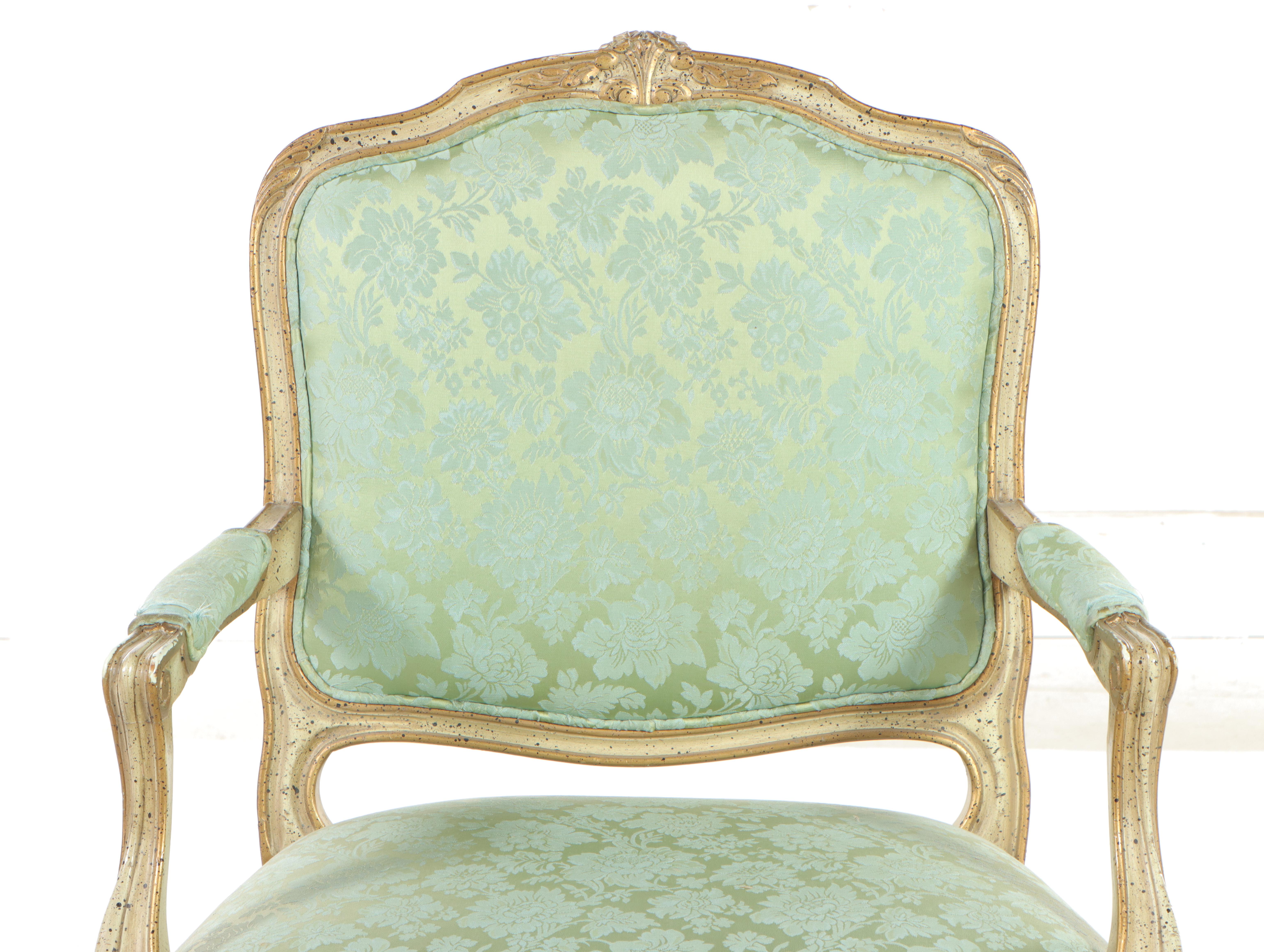 Hibriten Chair Co. Louis XV Style Painted Wooden Fauteuil, Mid-Late 20th Century