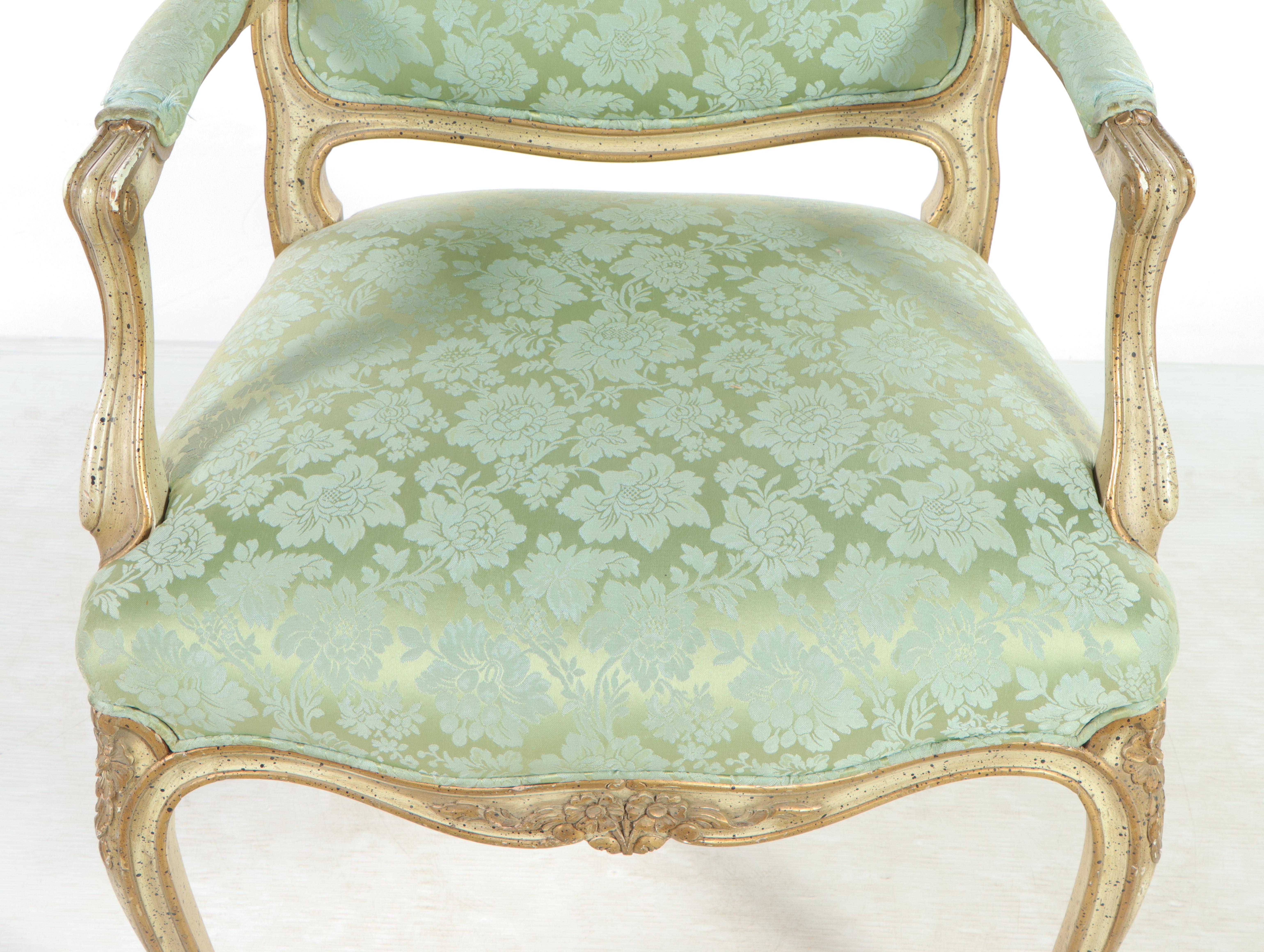 Hibriten Chair Co. Louis XV Style Painted Wooden Fauteuil, Mid-Late 20th Century