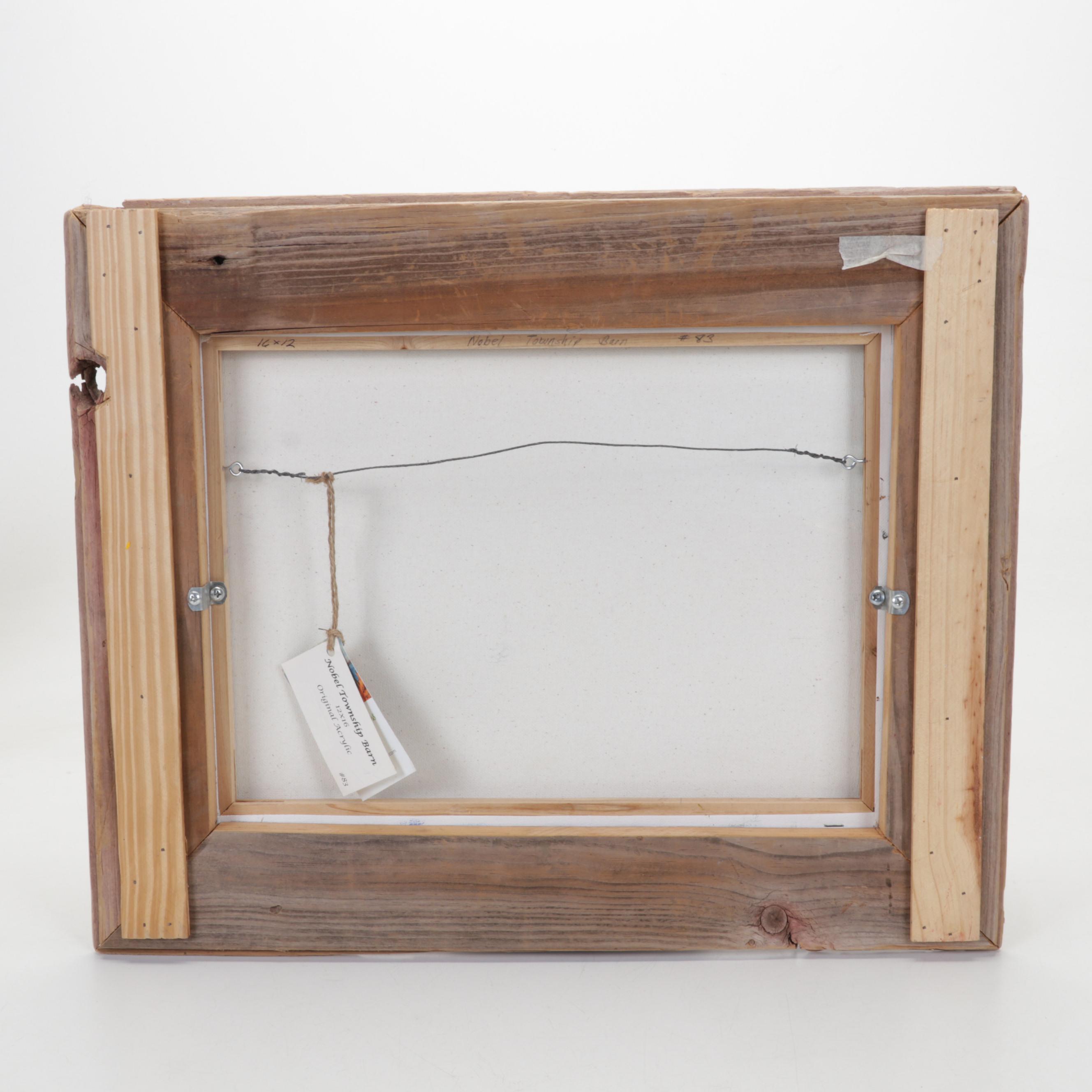 Rhonda Hager Acrylic Painting "Nobel Township Barn," 21st Century