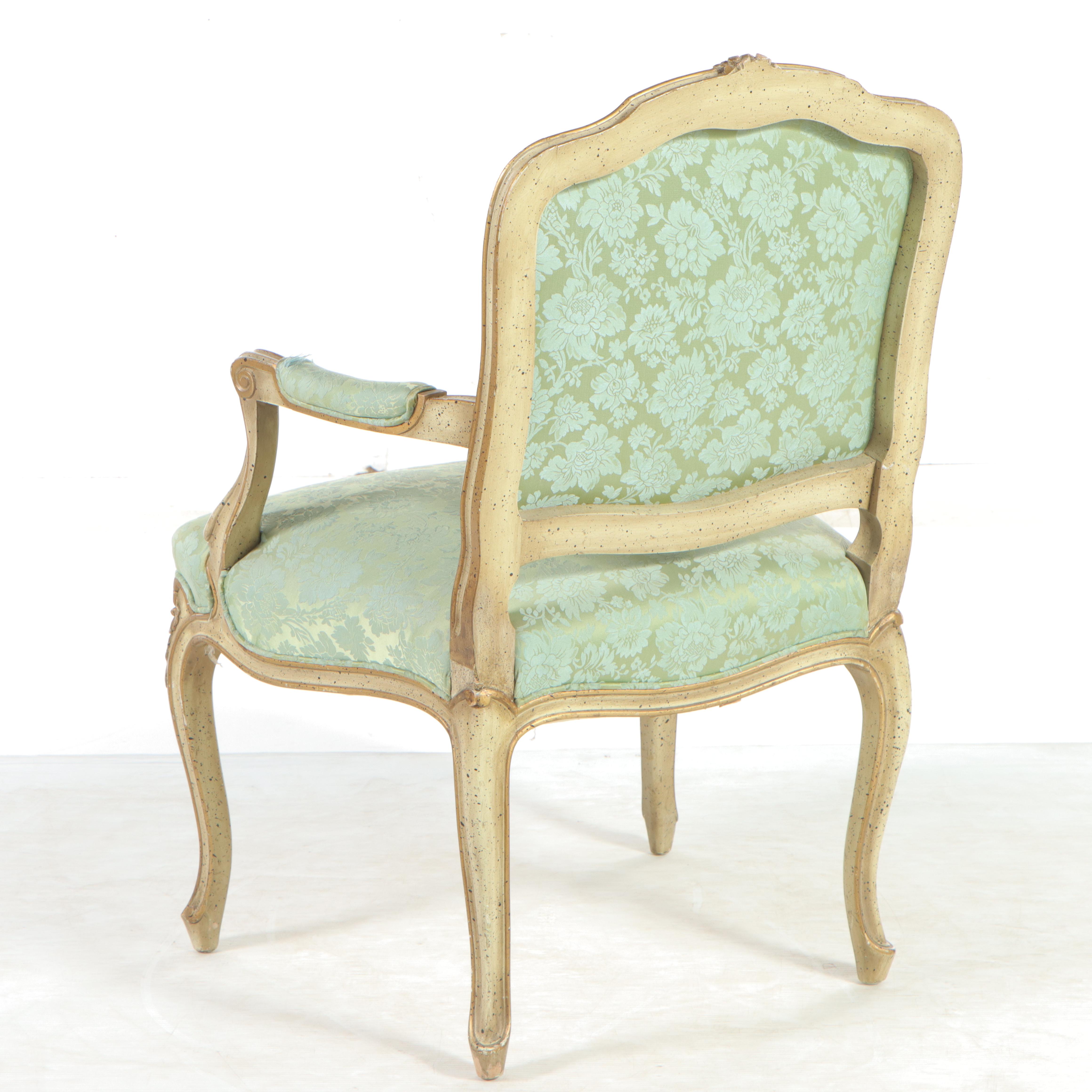Hibriten Chair Co. Louis XV Style Painted Wooden Fauteuil, Mid-Late 20th Century