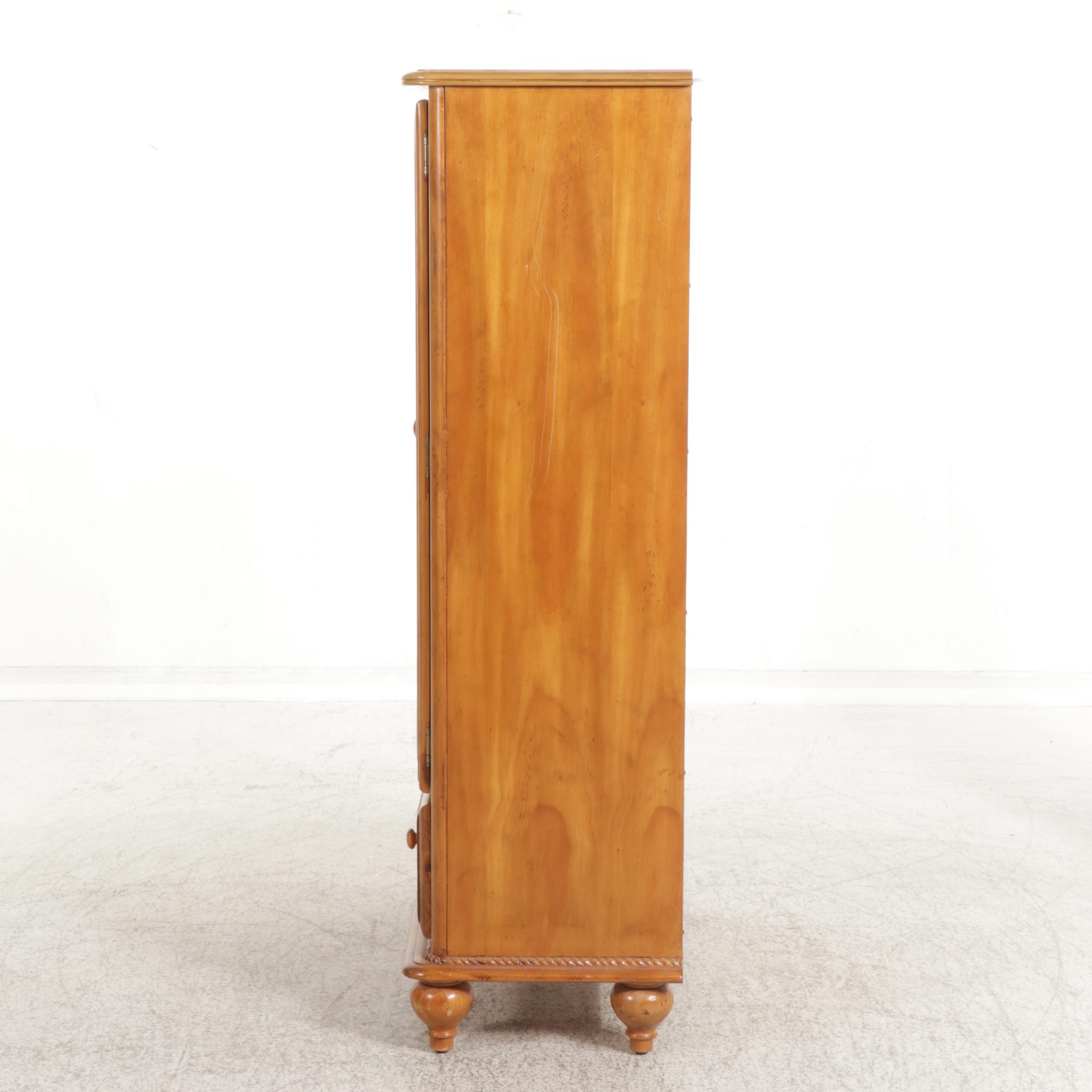 American Signature Country French Style Pine and Glass Armoire