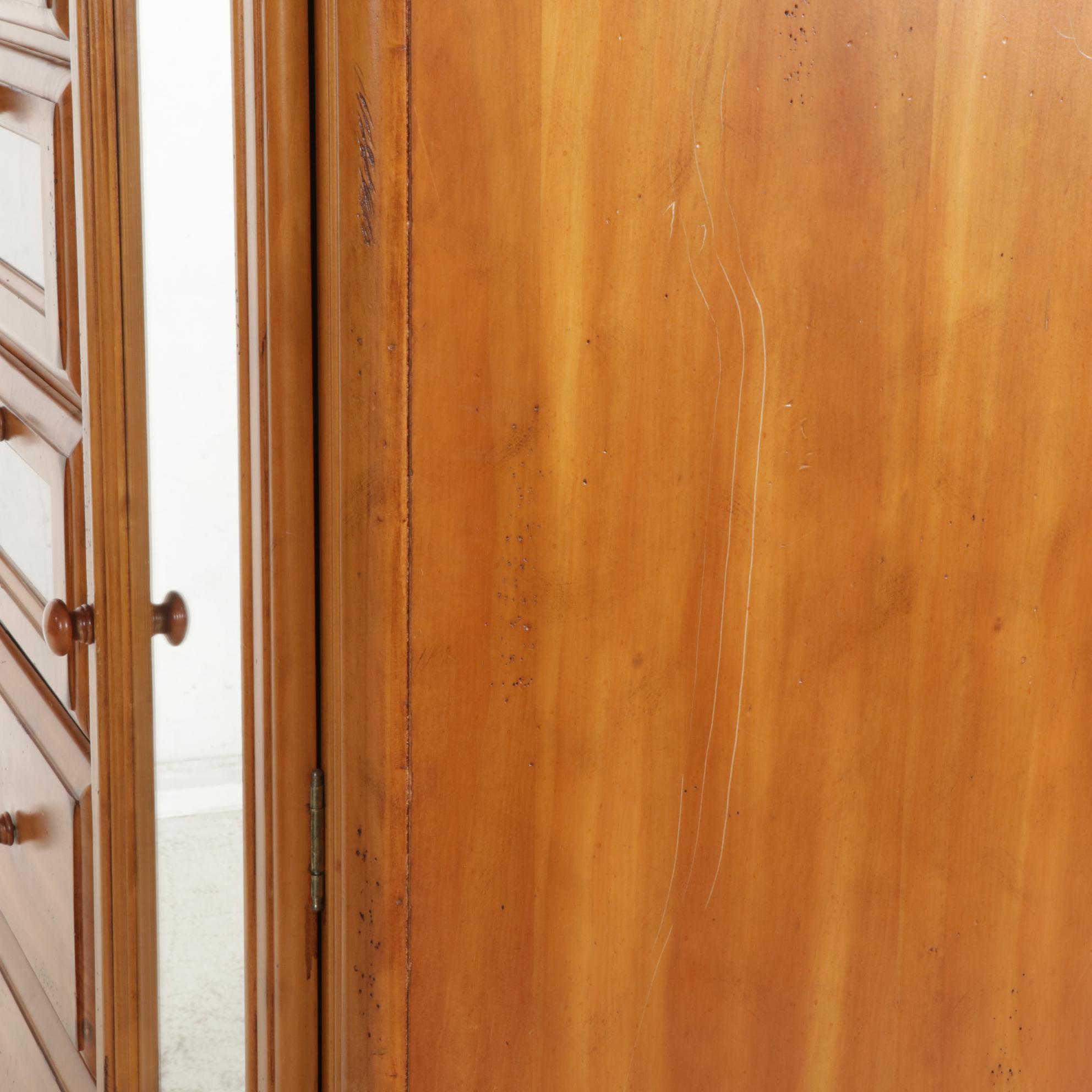 American Signature Country French Style Pine and Glass Armoire