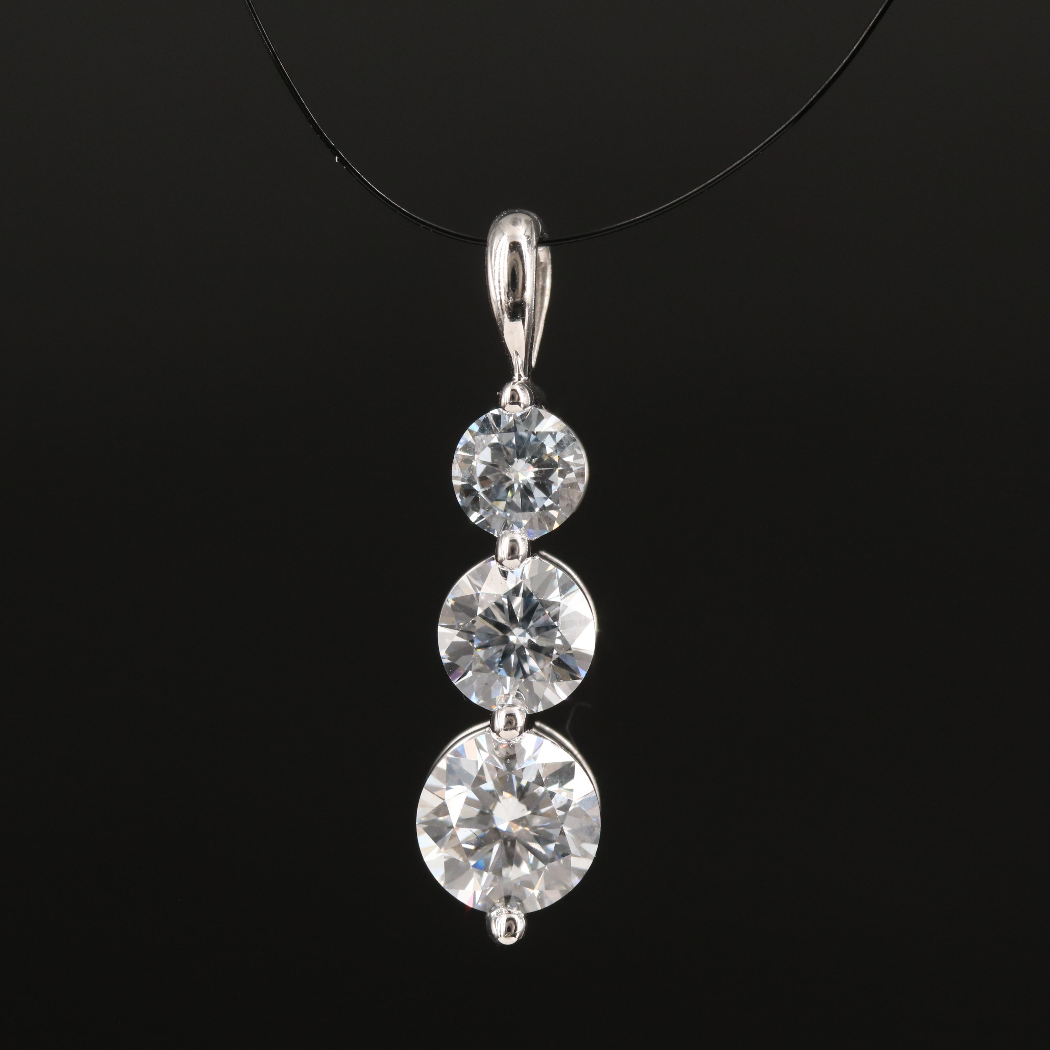 14K 1.52 CTW Lab Grown Diamond Graduated Pendant