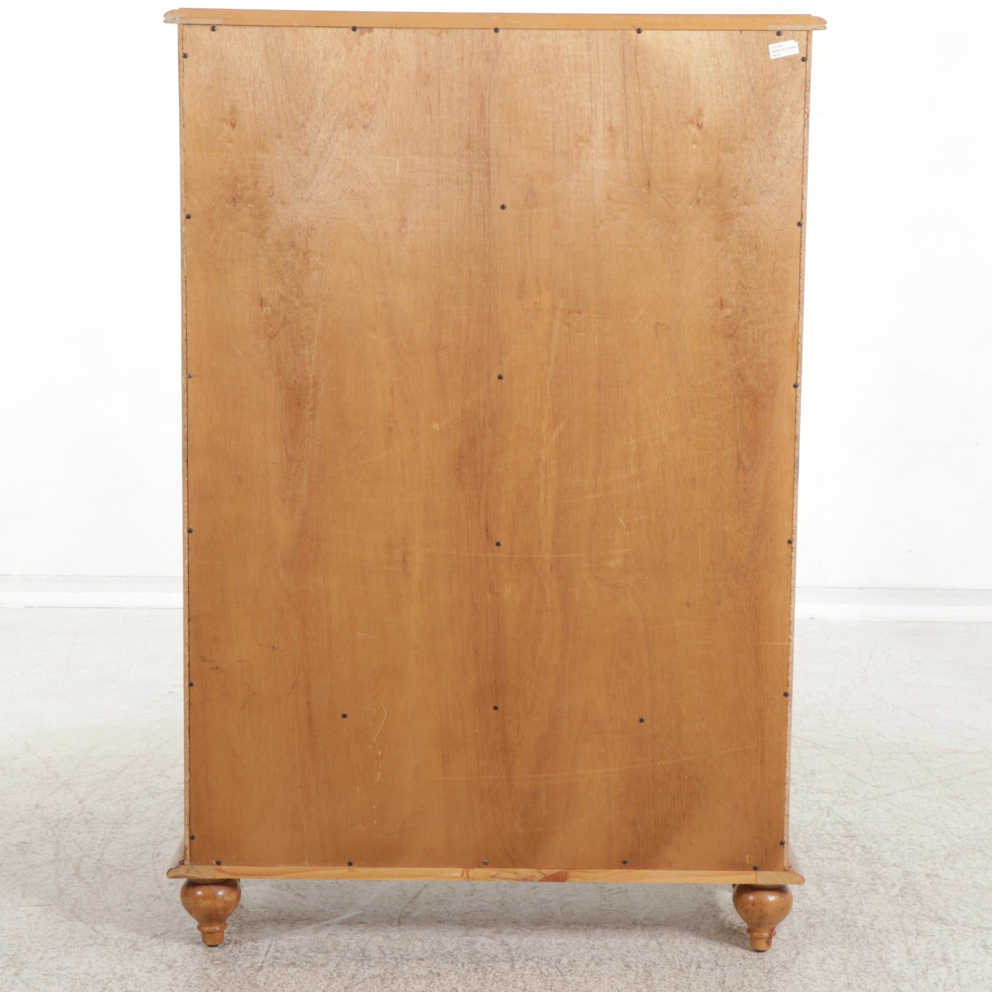 American Signature Country French Style Pine and Glass Armoire