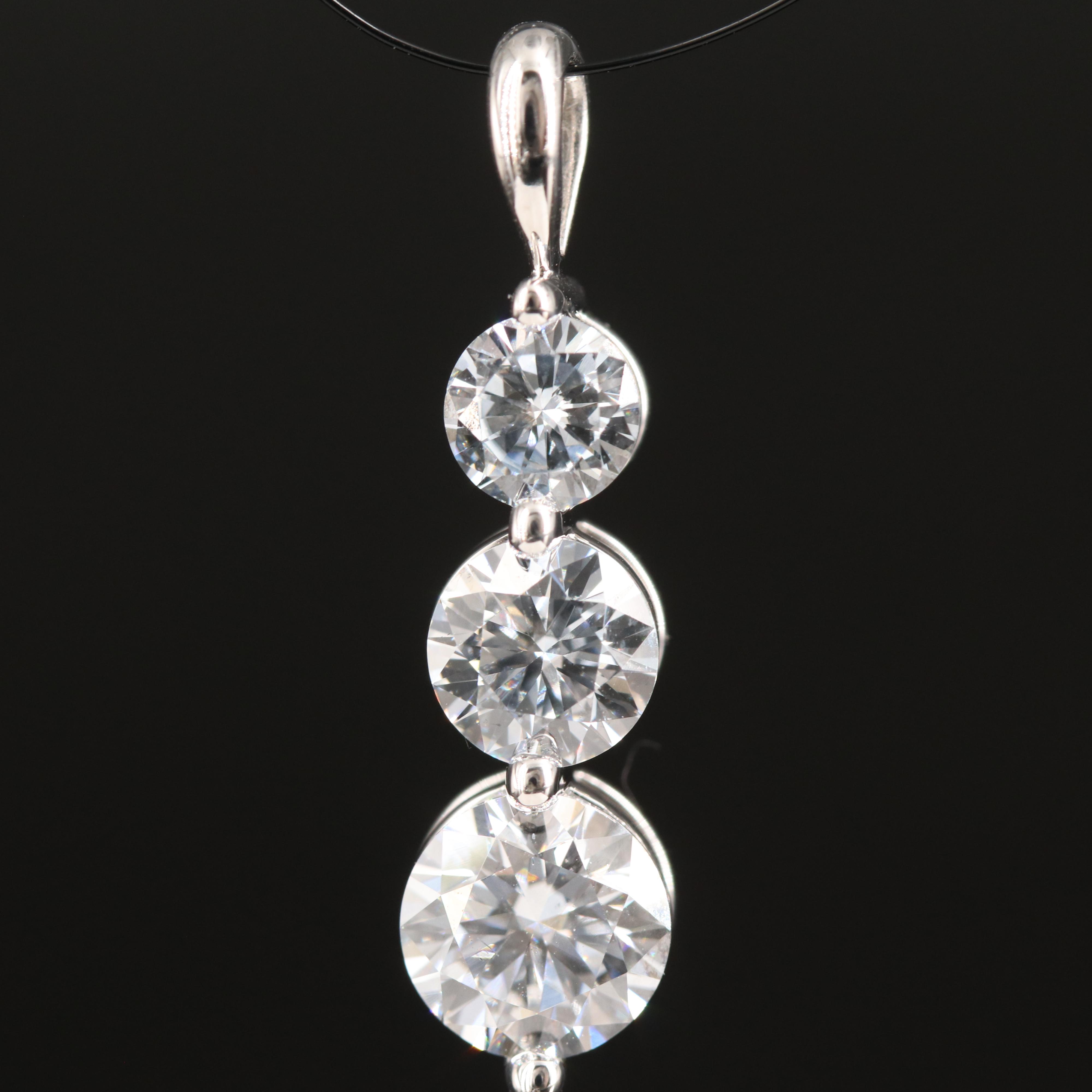 14K 1.52 CTW Lab Grown Diamond Graduated Pendant