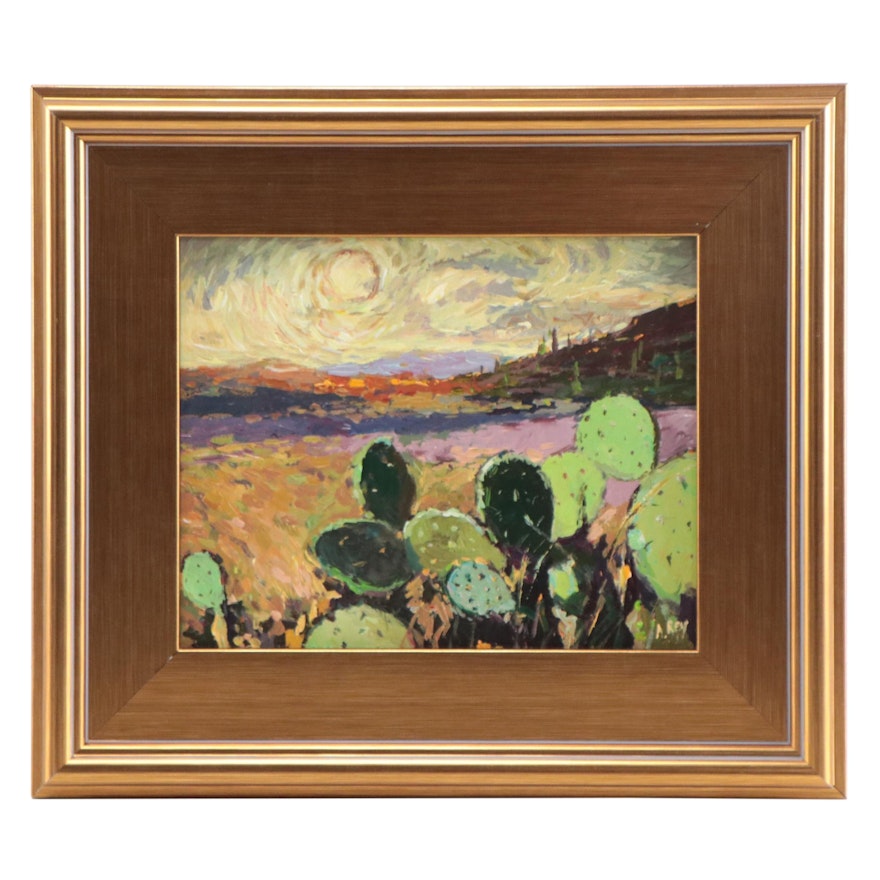 Agnes Rey Oil Painting of Landscape "Under the Desert Sun," 2022