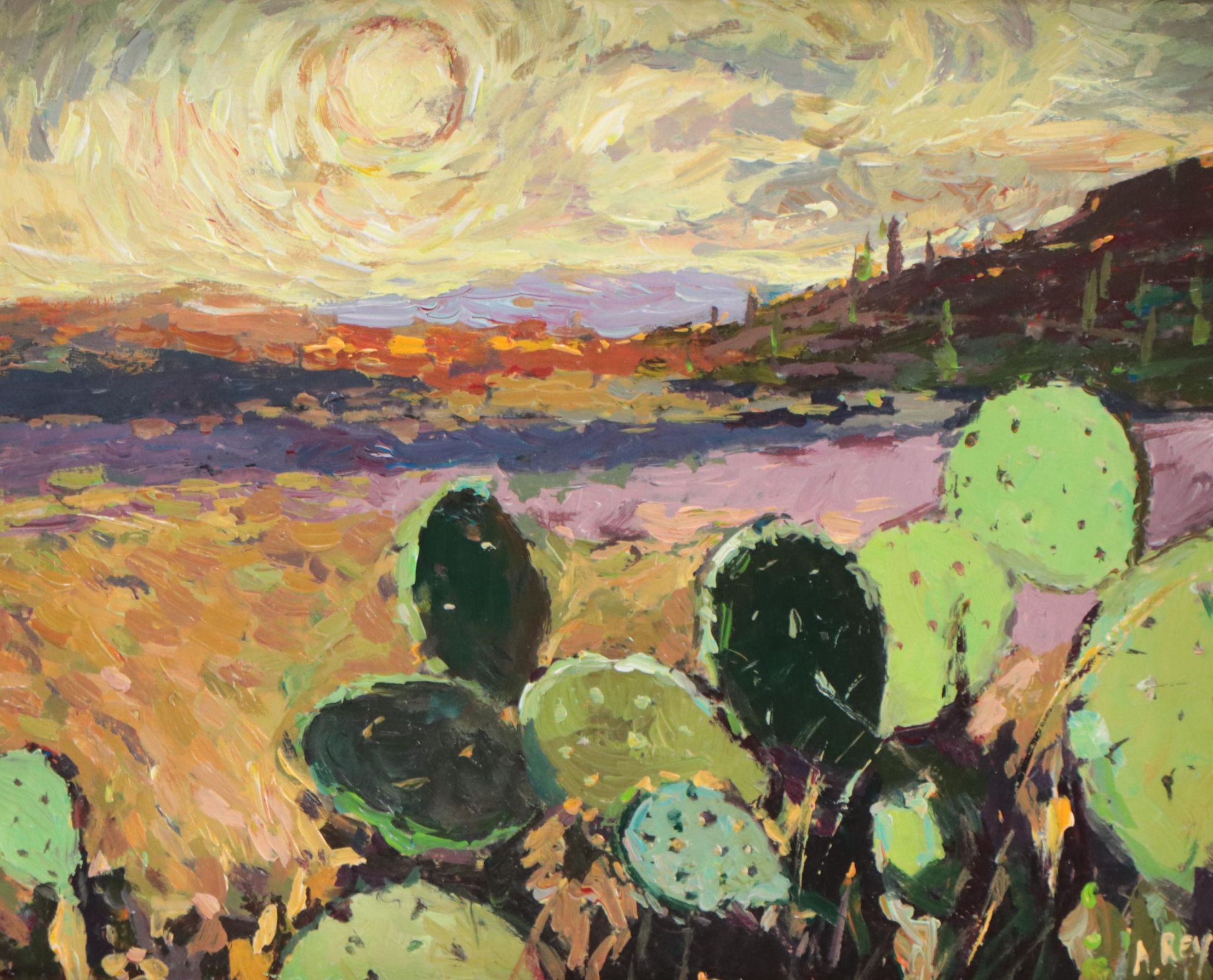 Agnes Rey Oil Painting of Landscape "Under the Desert Sun," 2022