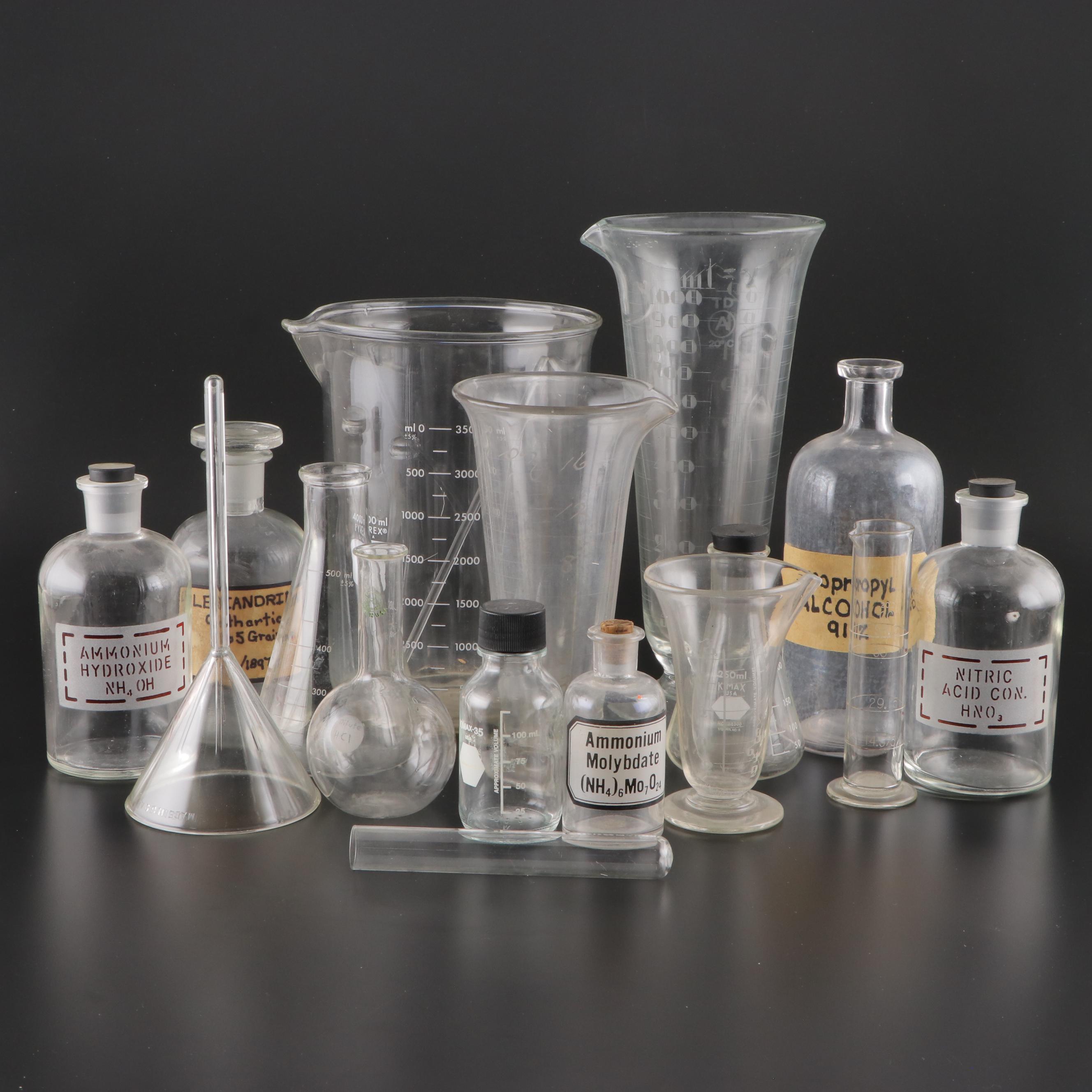 Pyrex, Kimax with Other Laboratory and Apothecary Glassware and Jars