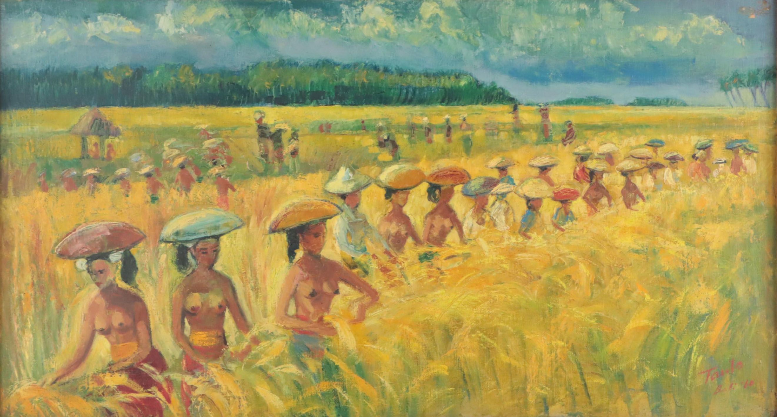 Oil Painting of Rice Harvest, 1960