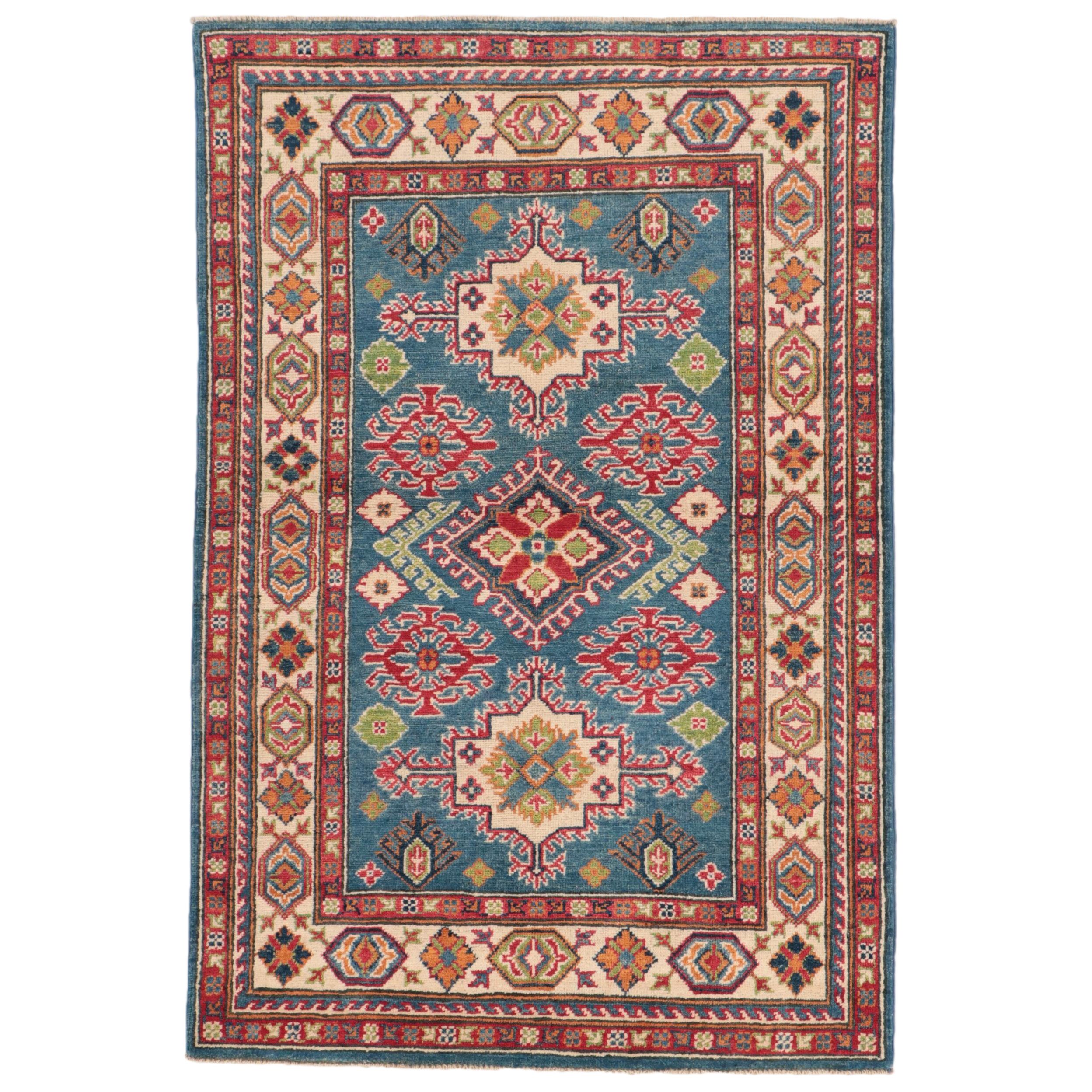 3'4 x 4'11 Hand-Knotted Pakistani Kazak Accent Rug