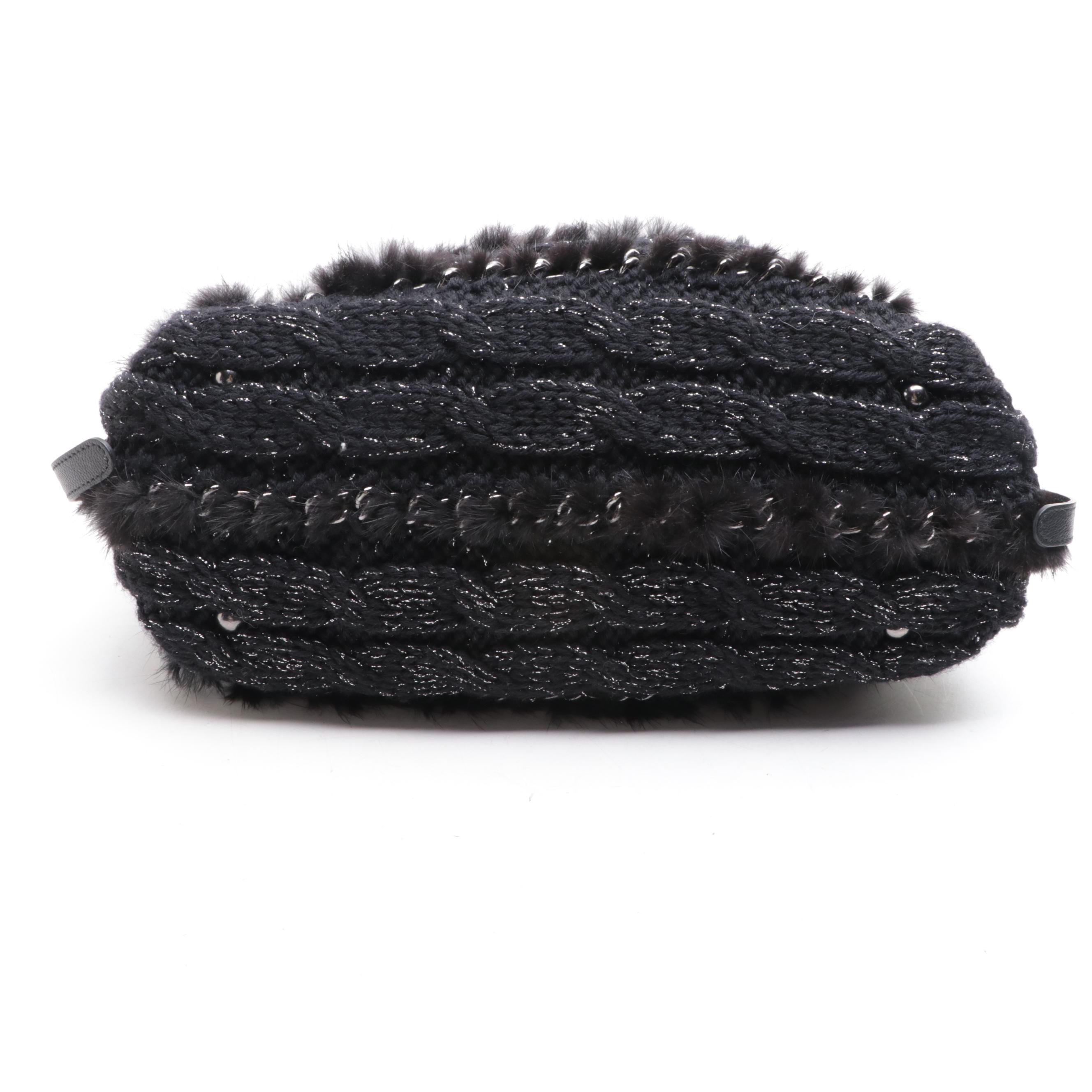 Salvatore Ferragamo Kiss Lock Frame Bag in Knit with Leather