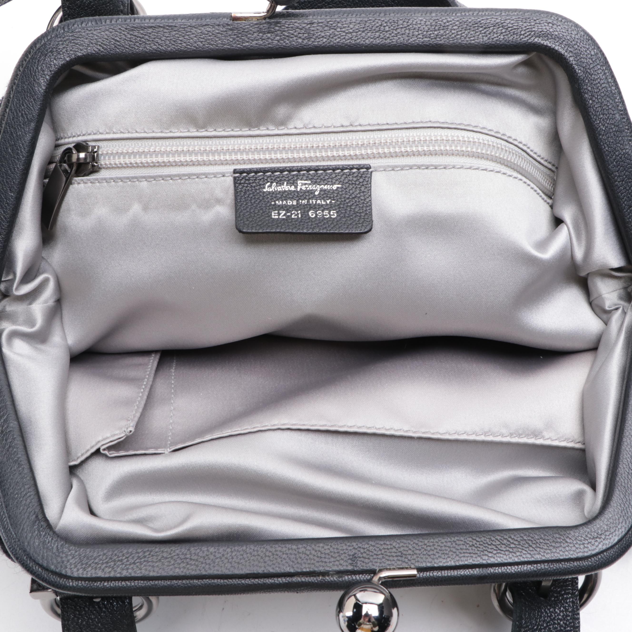 Salvatore Ferragamo Kiss Lock Frame Bag in Knit with Leather